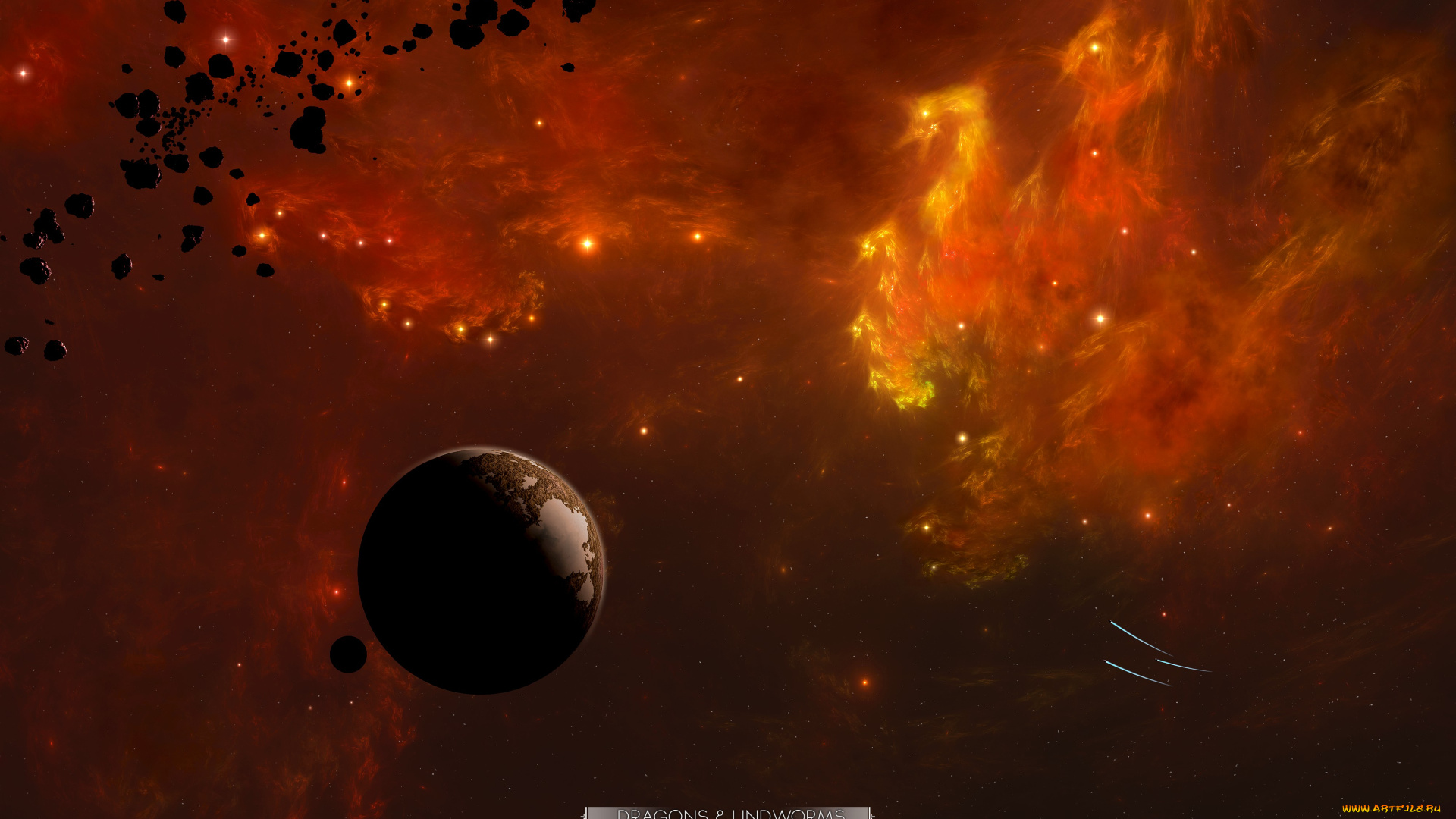 космос, арт, галактика, вселенная, планеты, звезды