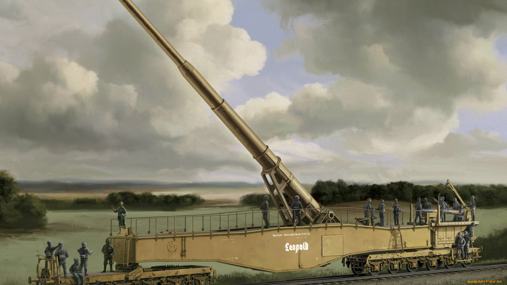 рисованное, армия, платформа, гармата