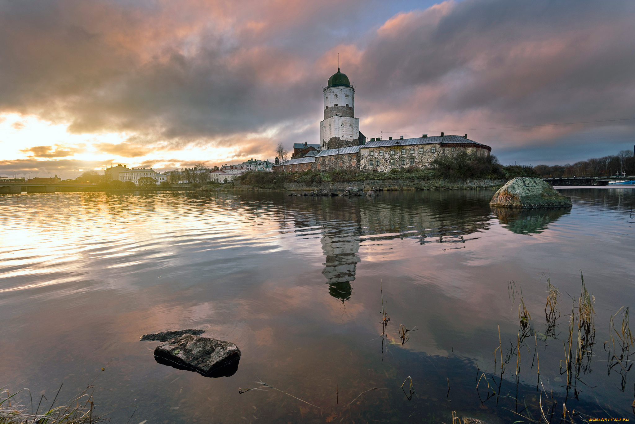 города, -, дворцы, , замки, , крепости, утро, осень, выборг