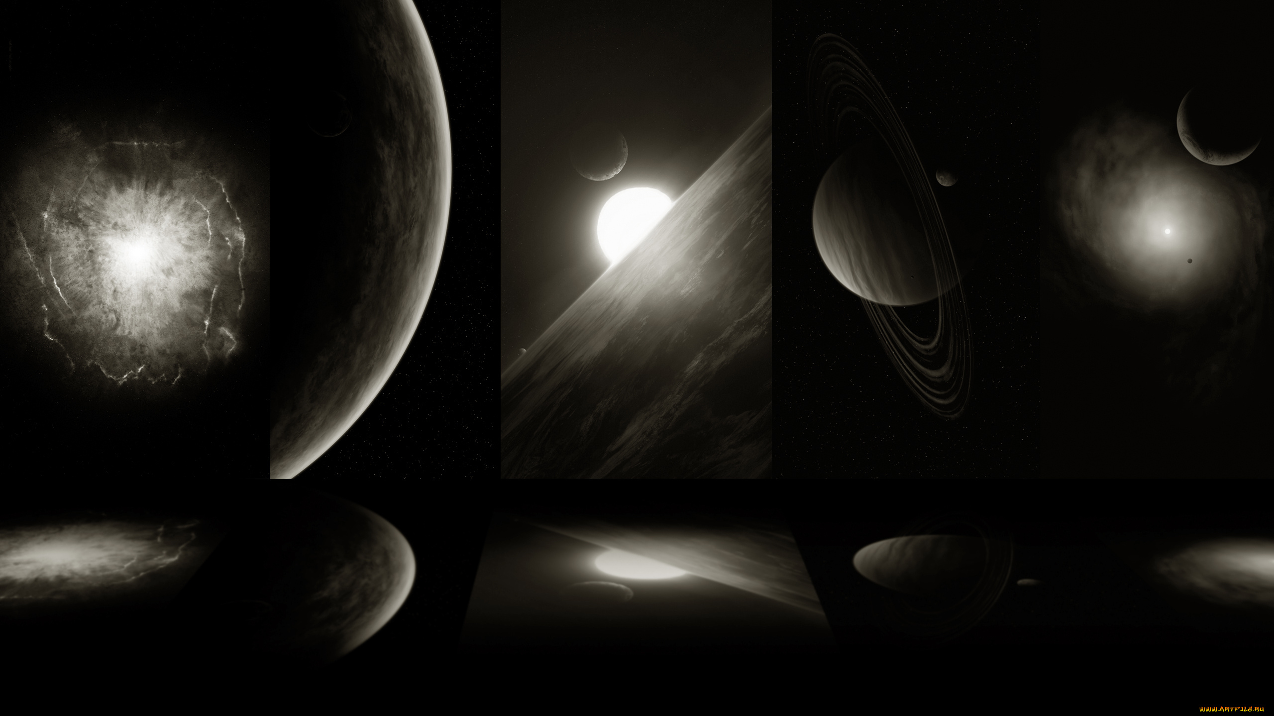 космос, арт, галактика, вселенная, планеты