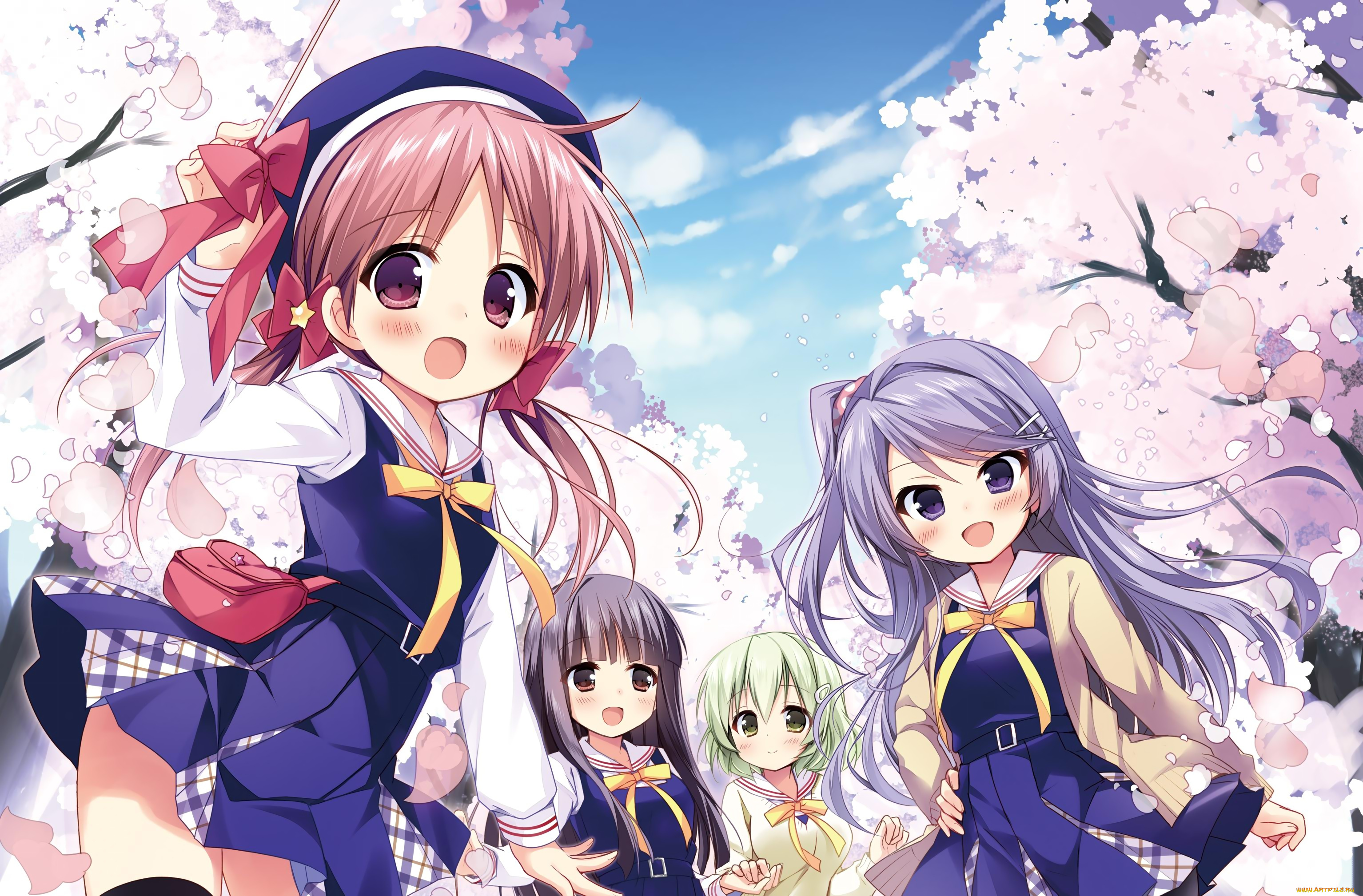 аниме, unknown, , другое, девочки, арт, весна, nagayama, yuunon