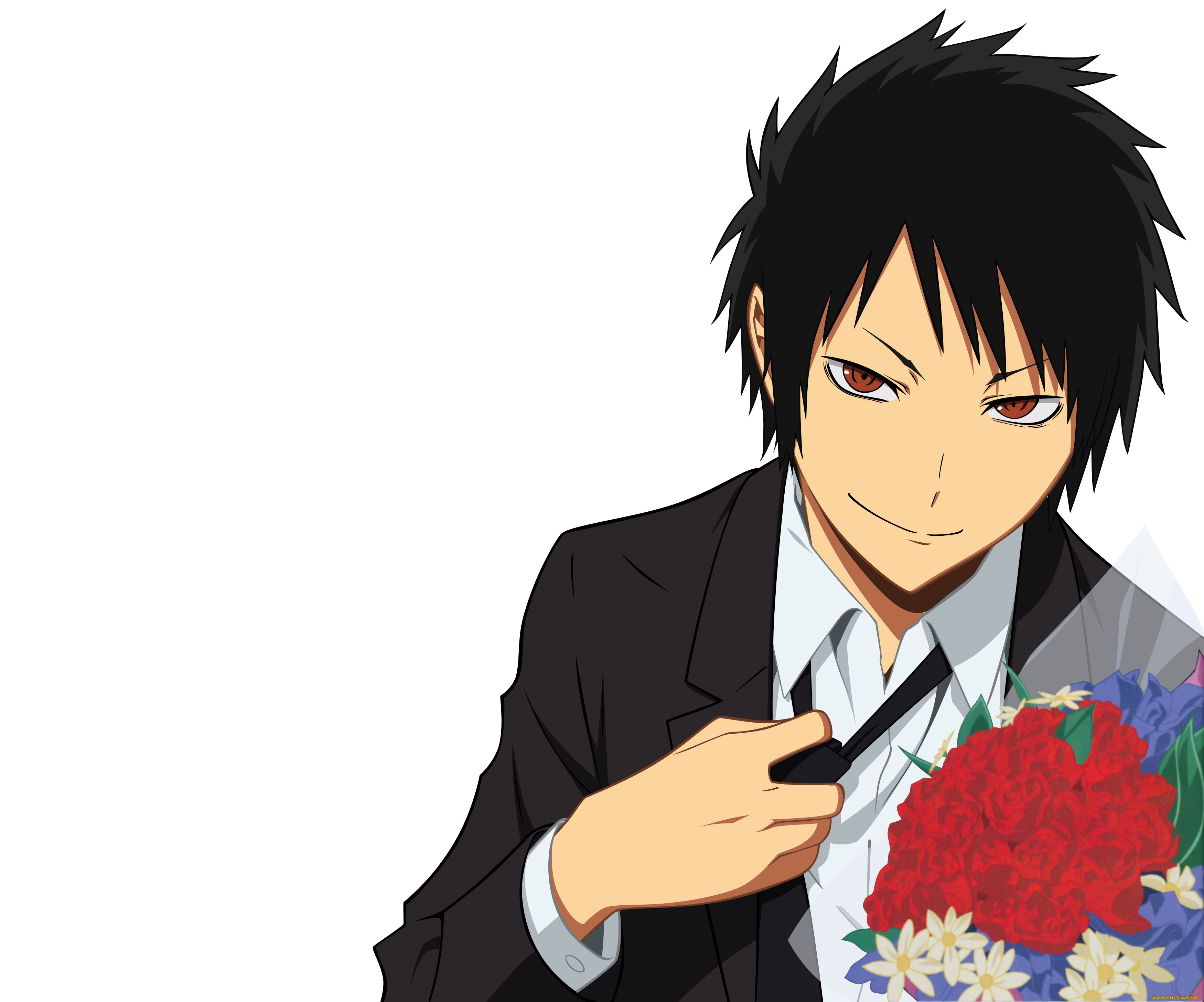 аниме, durarara, парень, дюрарара, букет, изая, арт