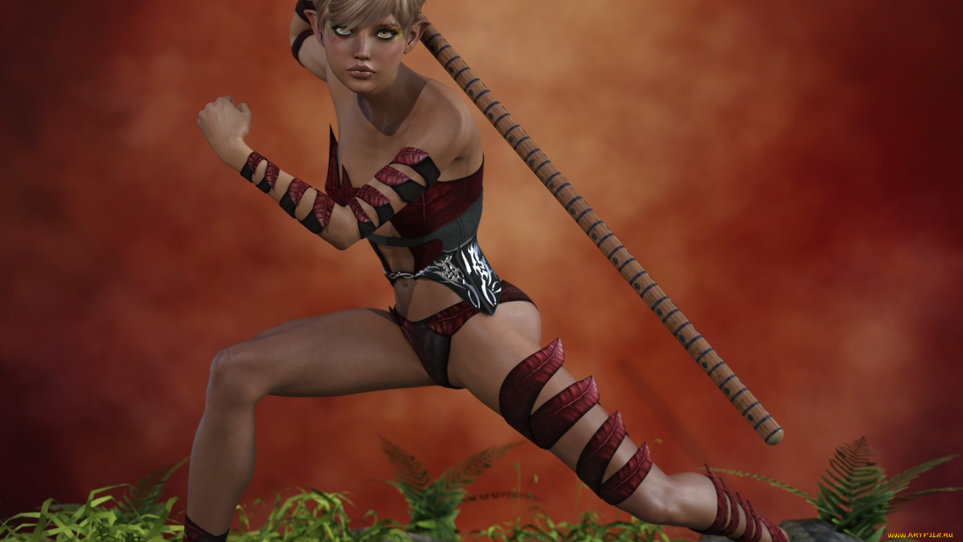 3д, графика, эльфы, , elves, девушка, взгляд, фон