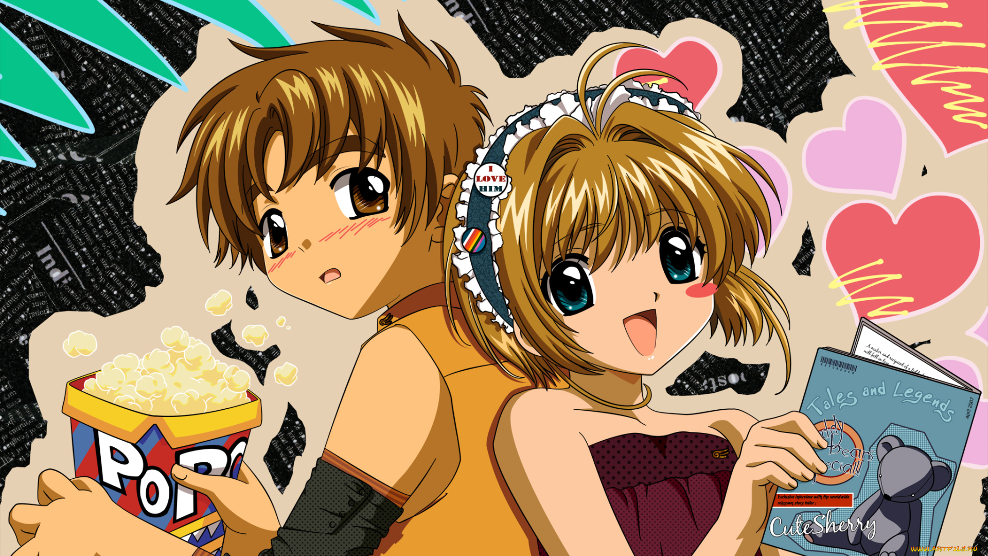 аниме, card, captor, sakura, фон, взгляд, девушки