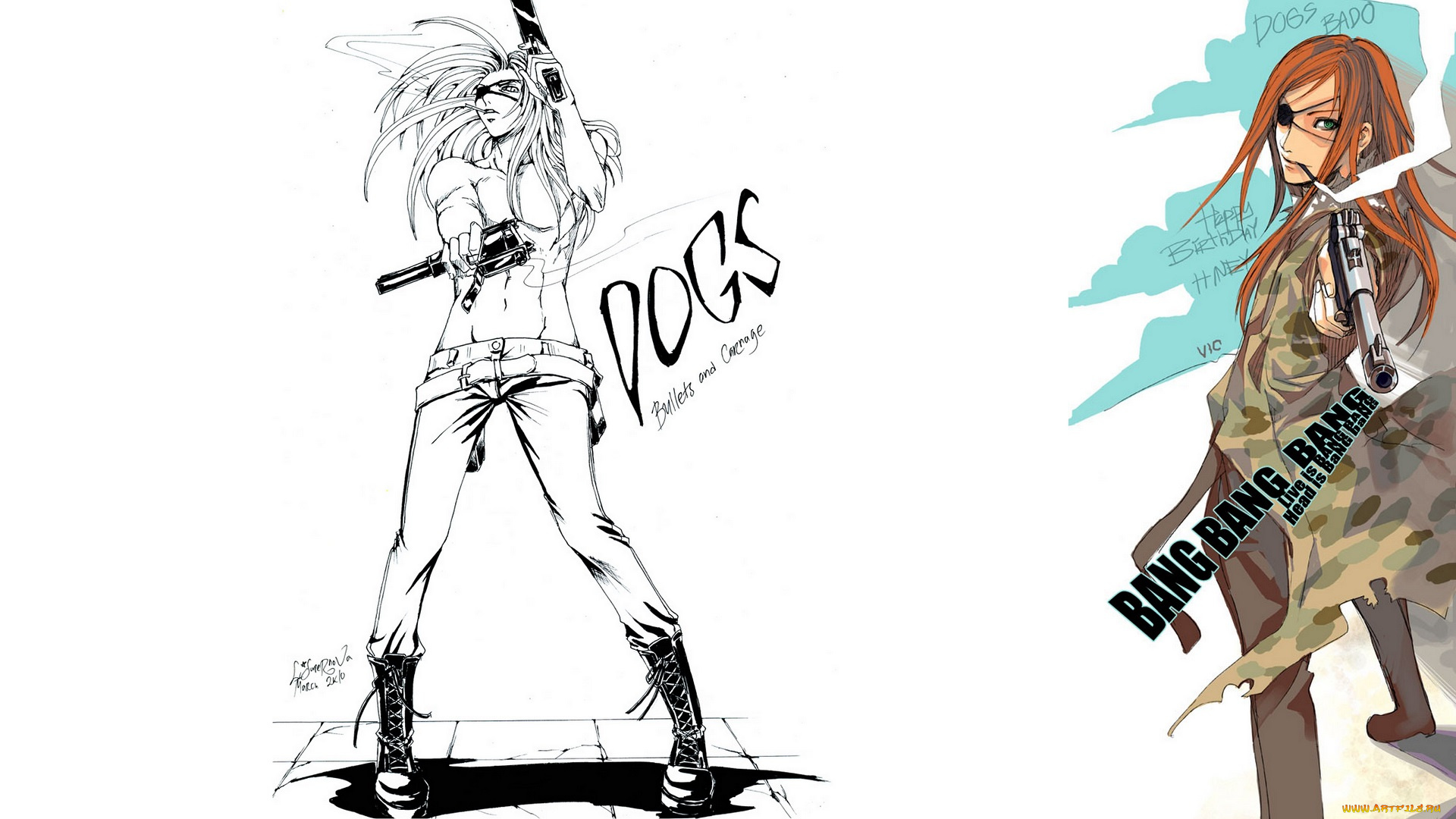 аниме, dogs, , bullets, &, carnage, парень, пистолет