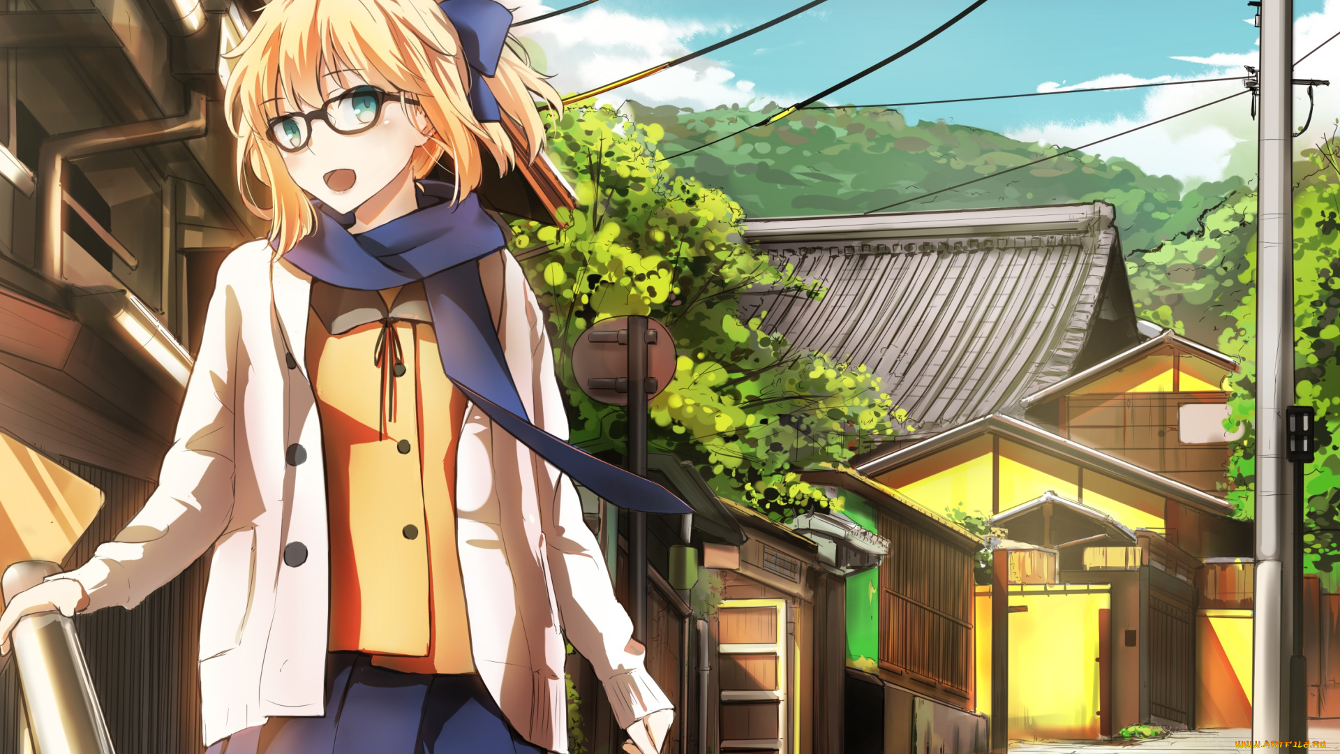 аниме, fate, stay, night, взгляд, девушка, фон