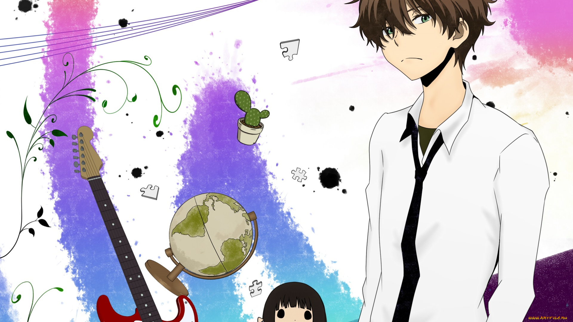 аниме, hyouka, персонажи, школьники