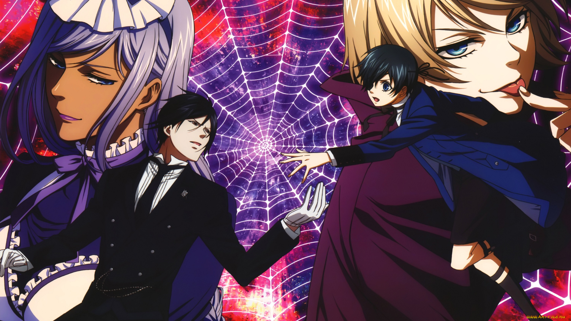 аниме, kuroshitsuji, себастьян, сиэль, алоис, служанка