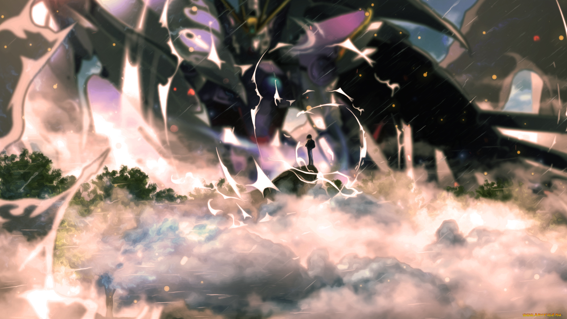 аниме, mobile, suit, gundam, силуэт