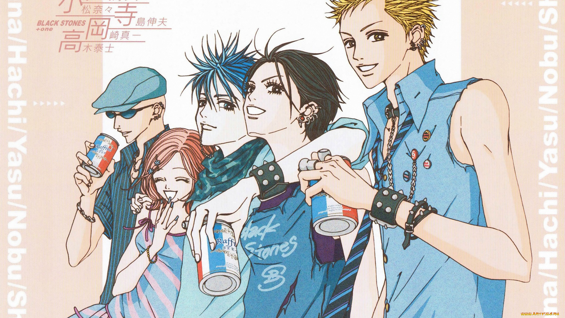 аниме, nana, друзья, art, пирсинг, улыбки