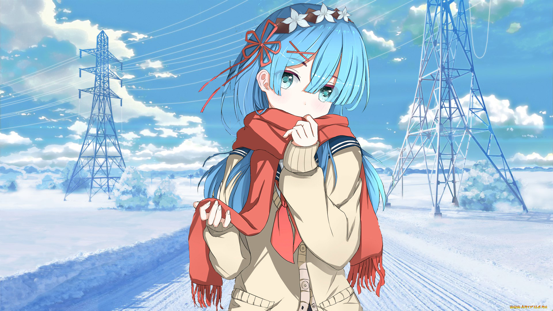 аниме, re, , zero, kara, hajimeru, isekai, seikatsu, фон, взгляд, девушка