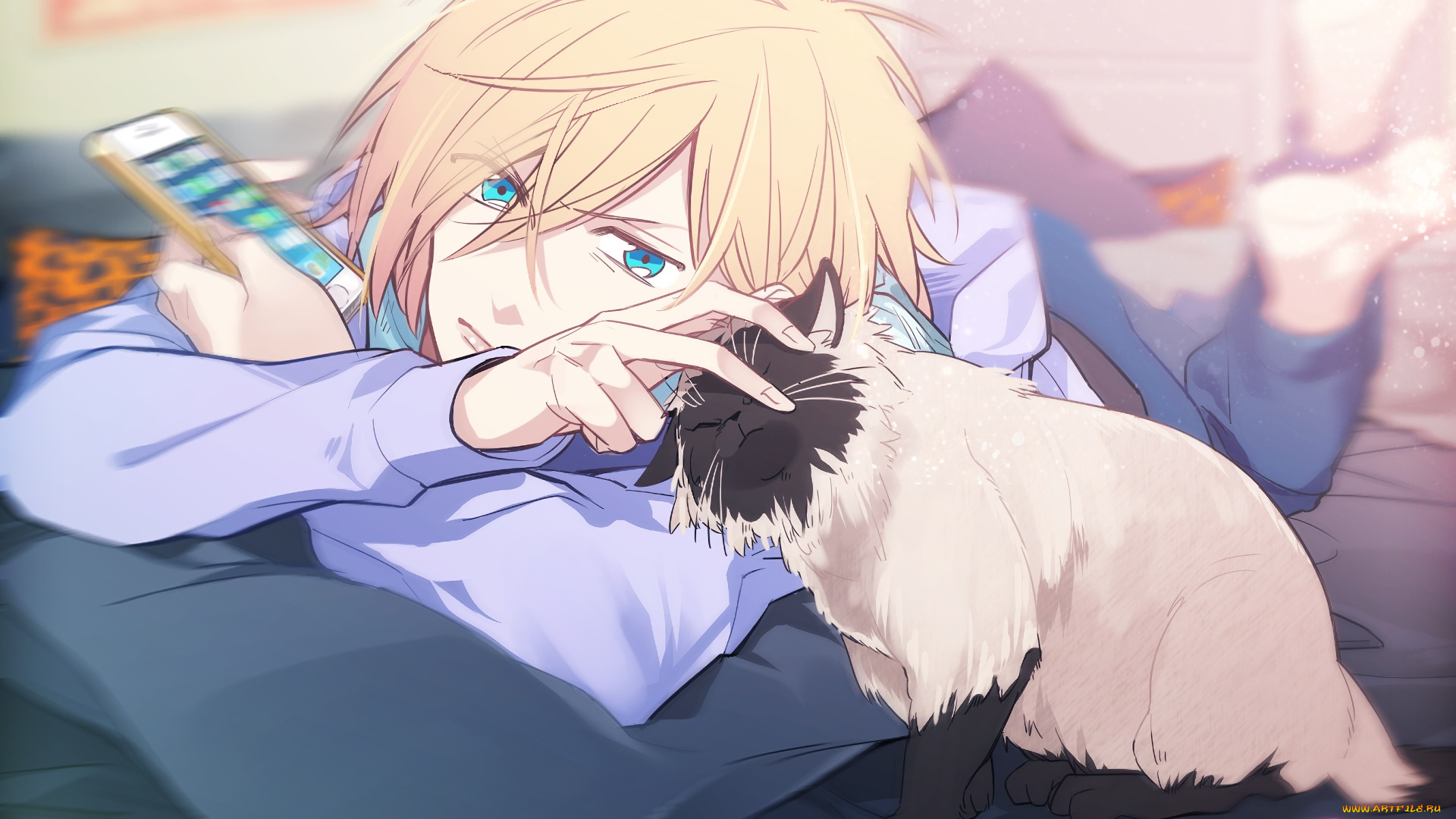 аниме, yuri, on, ice, парень, взгляд, фон