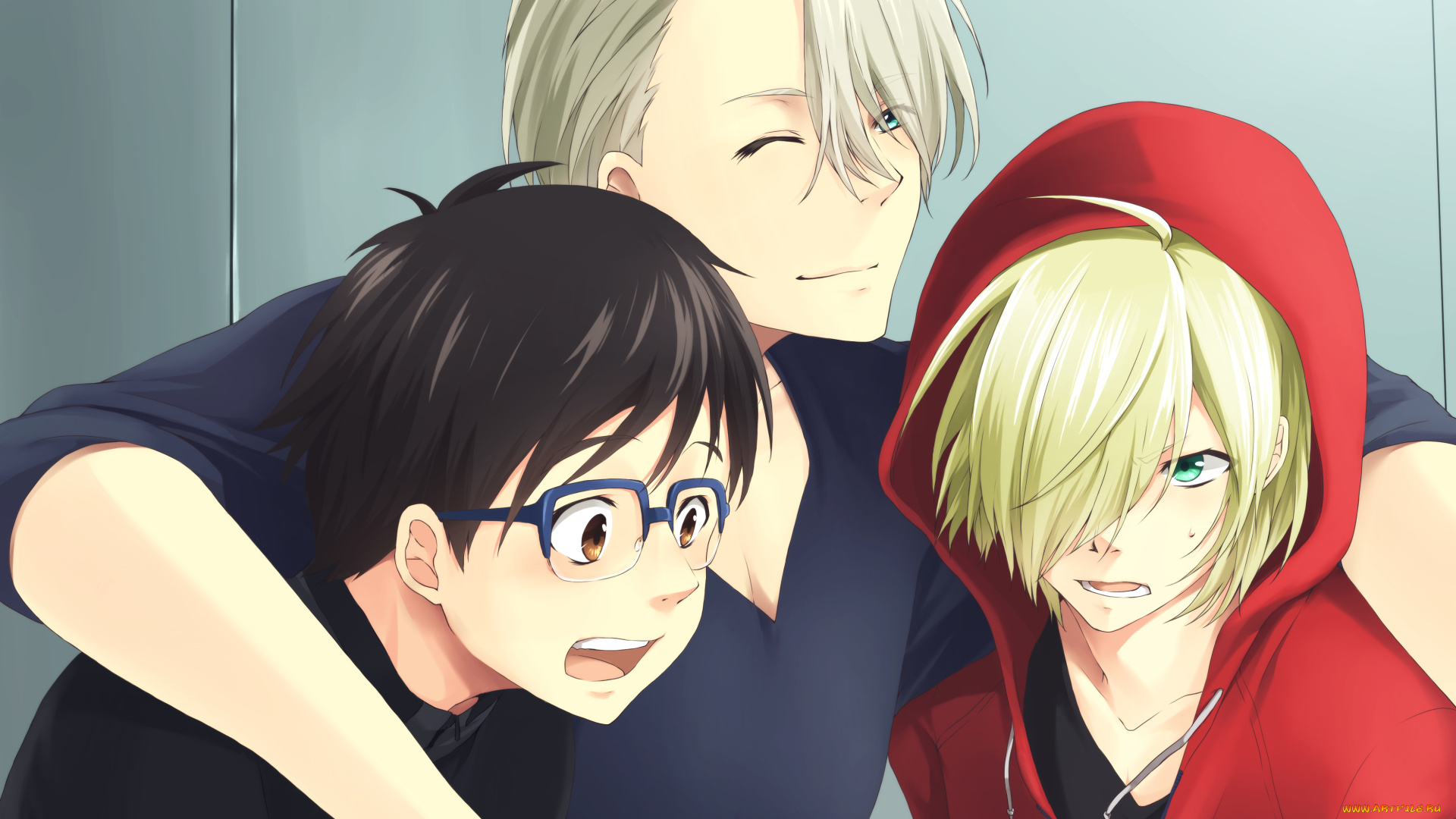 аниме, yuri, on, ice, парни, взгляд, фон