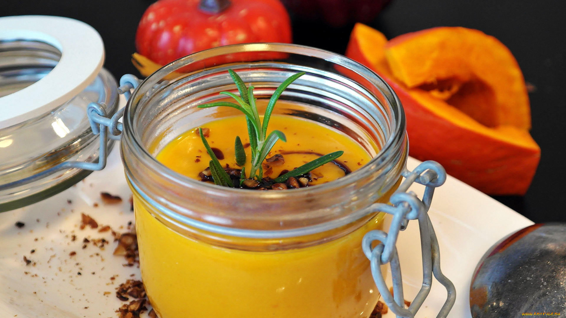 еда, первые, блюда, тыквенный, суп, розмарин, тыква