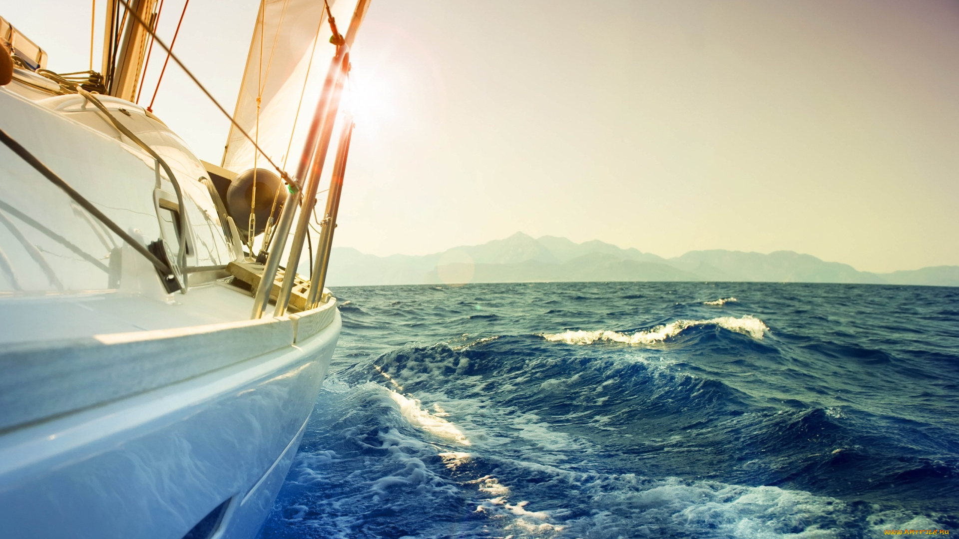 корабли, Яхты, борт, паруса, море, яхта, волны