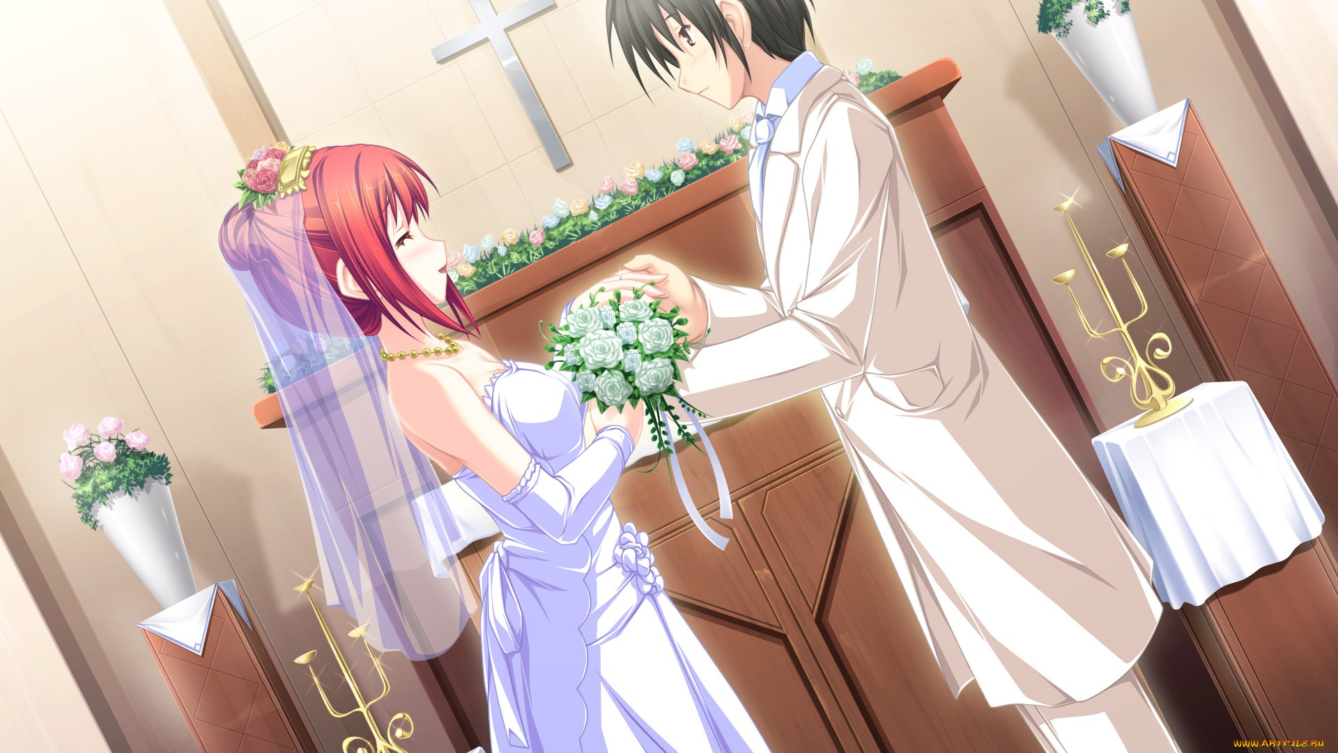 maikaze, no, melt, аниме, взгляд, девушка, фон, парень