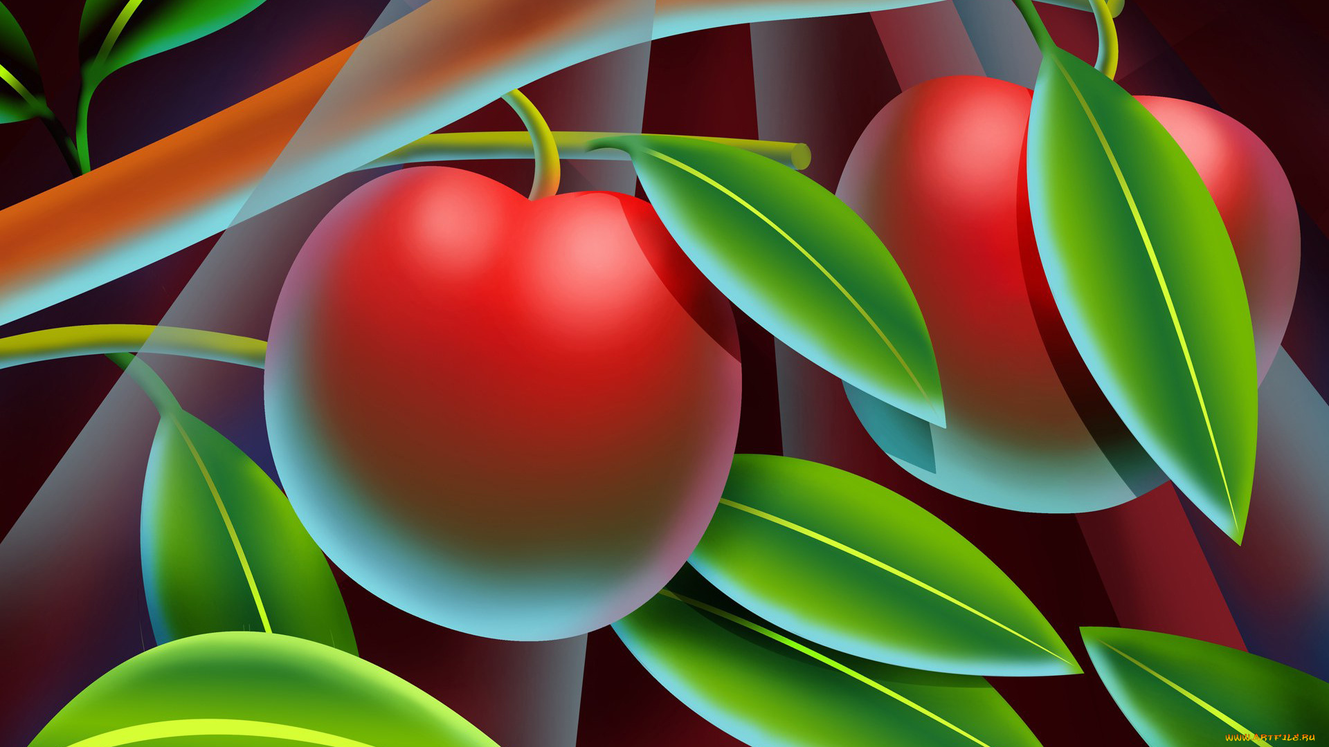 векторная, графика, природа, , nature, ветка, персик