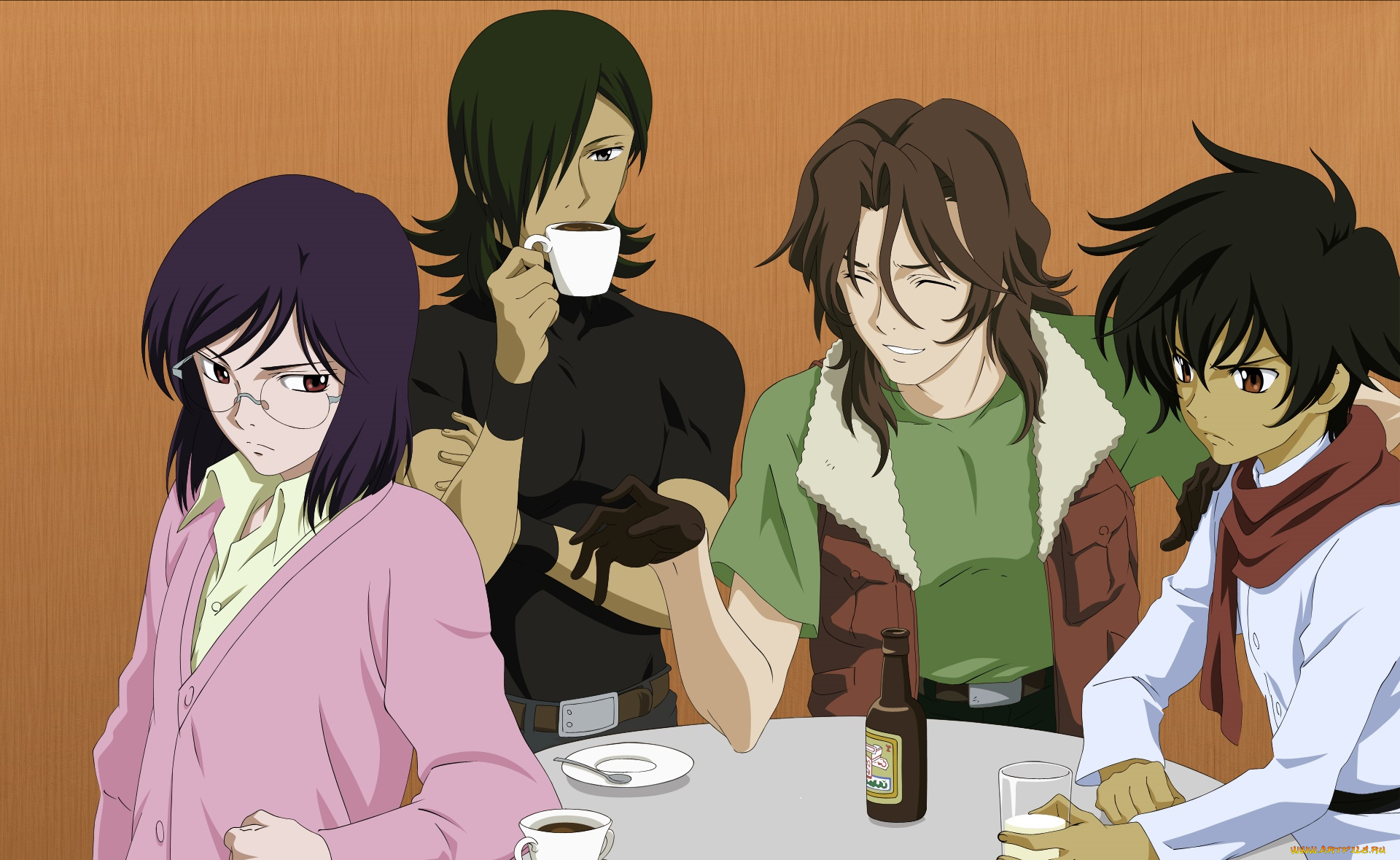 аниме, mobile, suit, gundam, парени, взгляд, фон