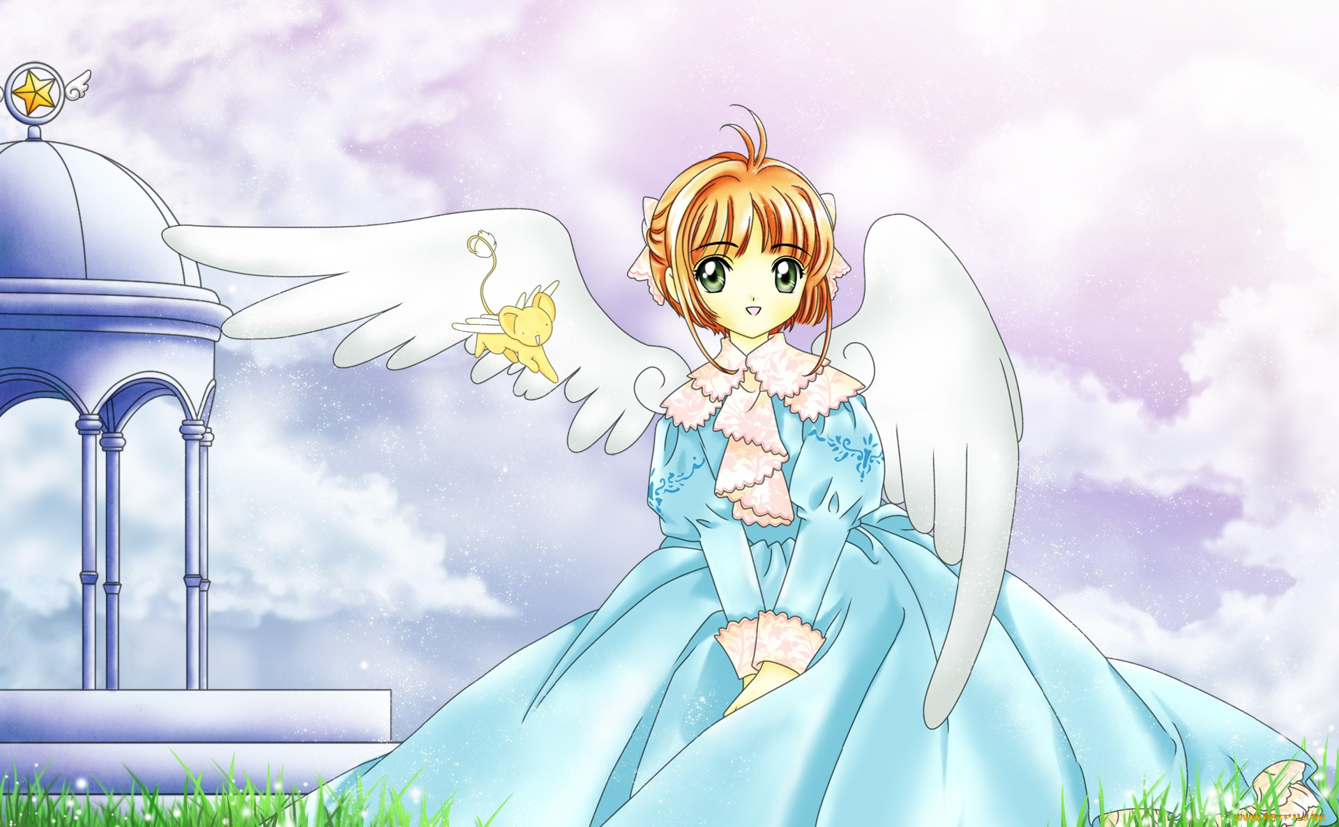 аниме, card, captor, sakura, взгляд, фон, девушка