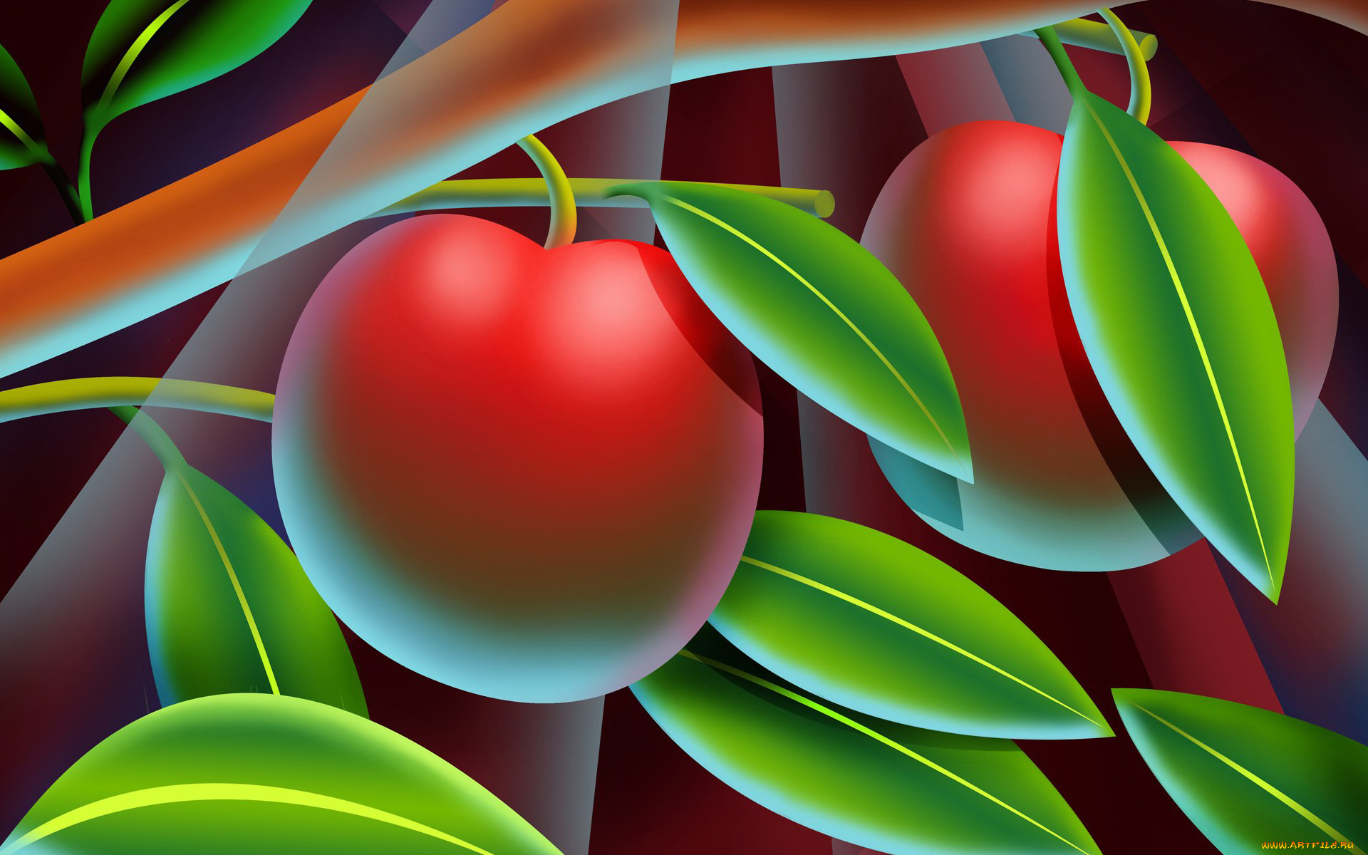 векторная, графика, природа, , nature, ветка, персик