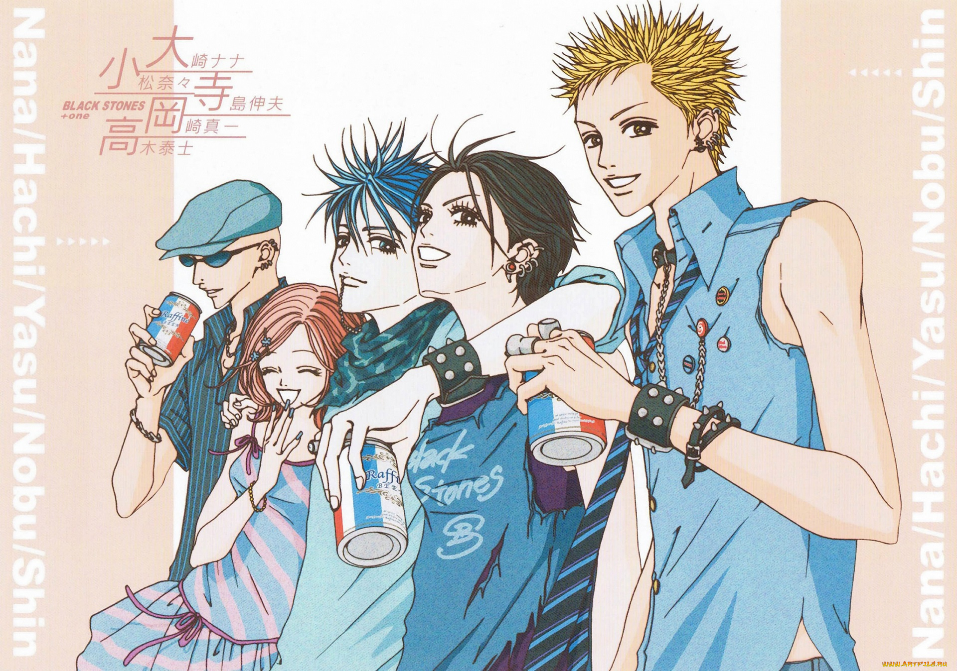 аниме, nana, друзья, art, пирсинг, улыбки