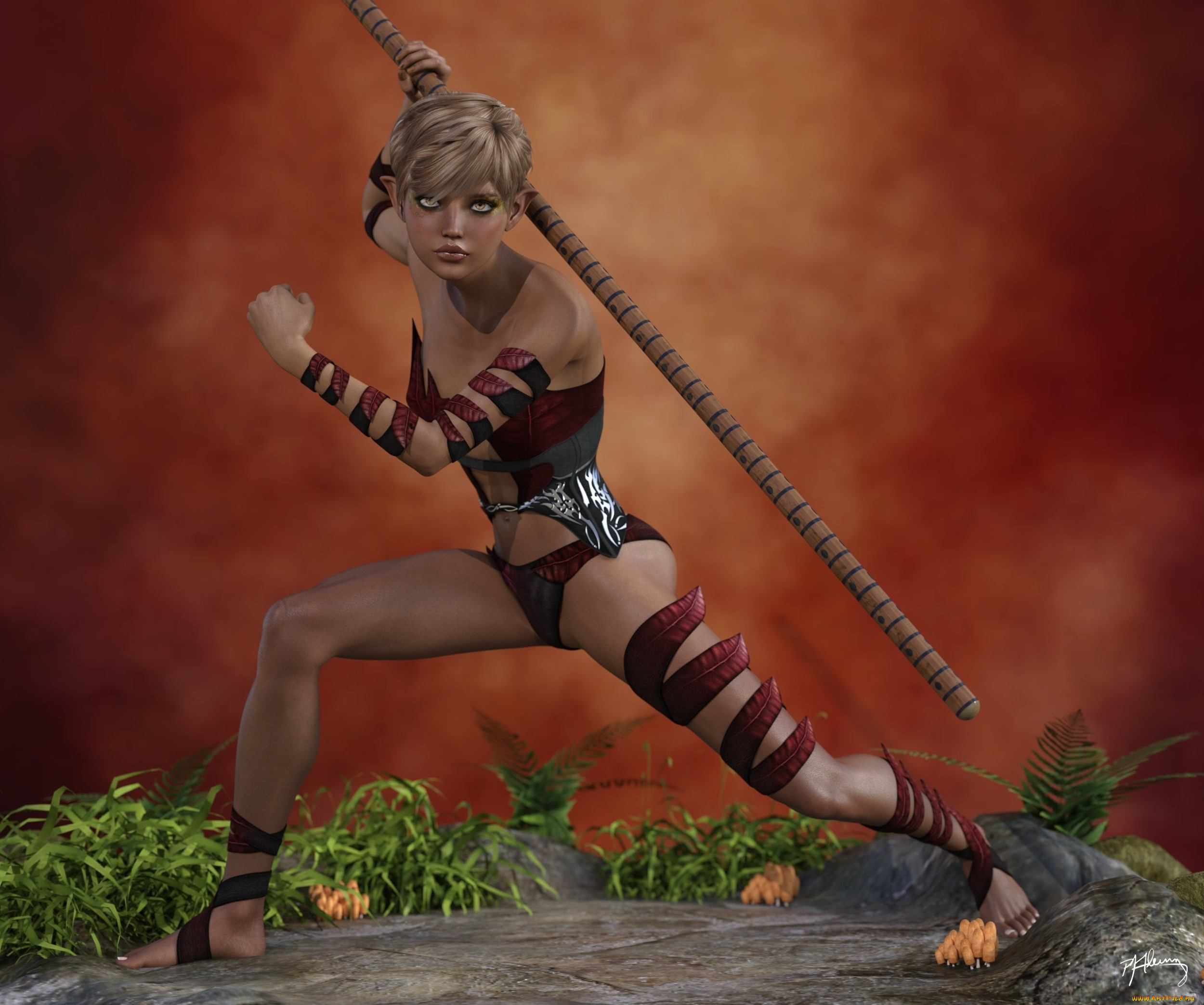 3д, графика, эльфы, , elves, девушка, взгляд, фон