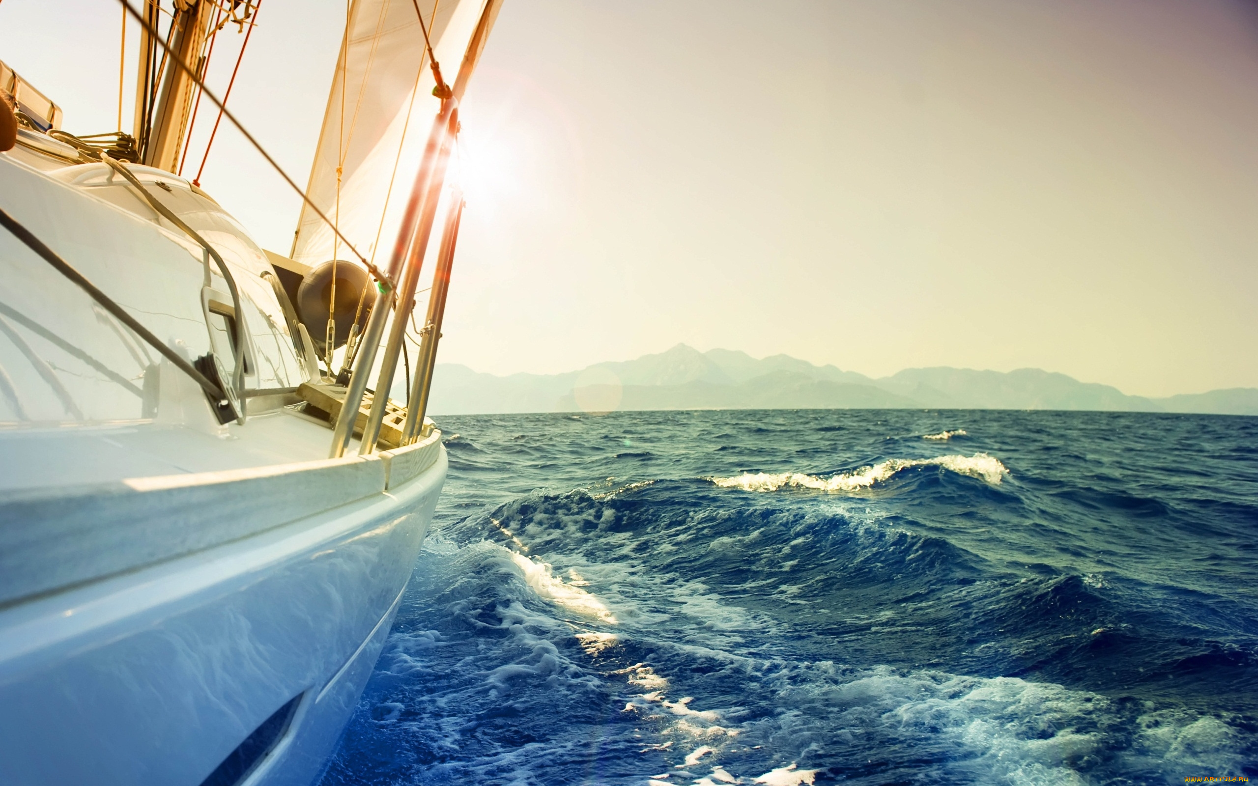 корабли, Яхты, борт, паруса, море, яхта, волны