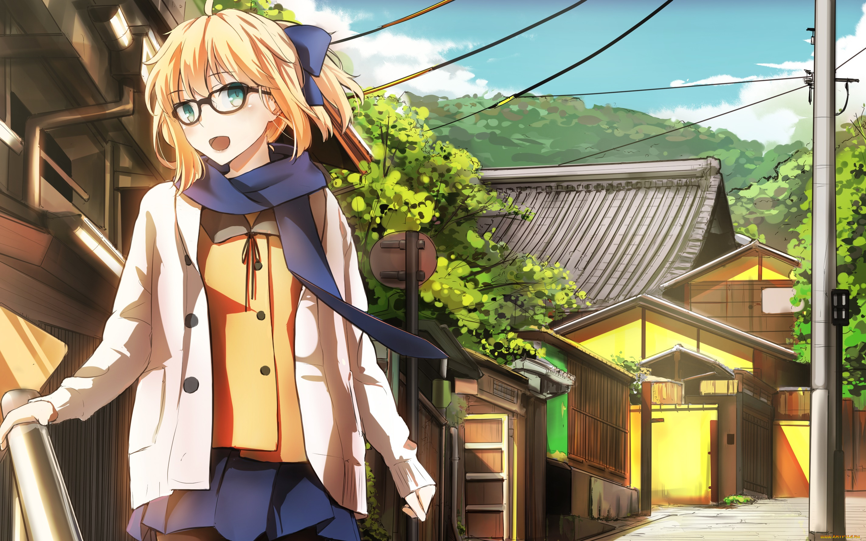 аниме, fate, stay, night, взгляд, девушка, фон