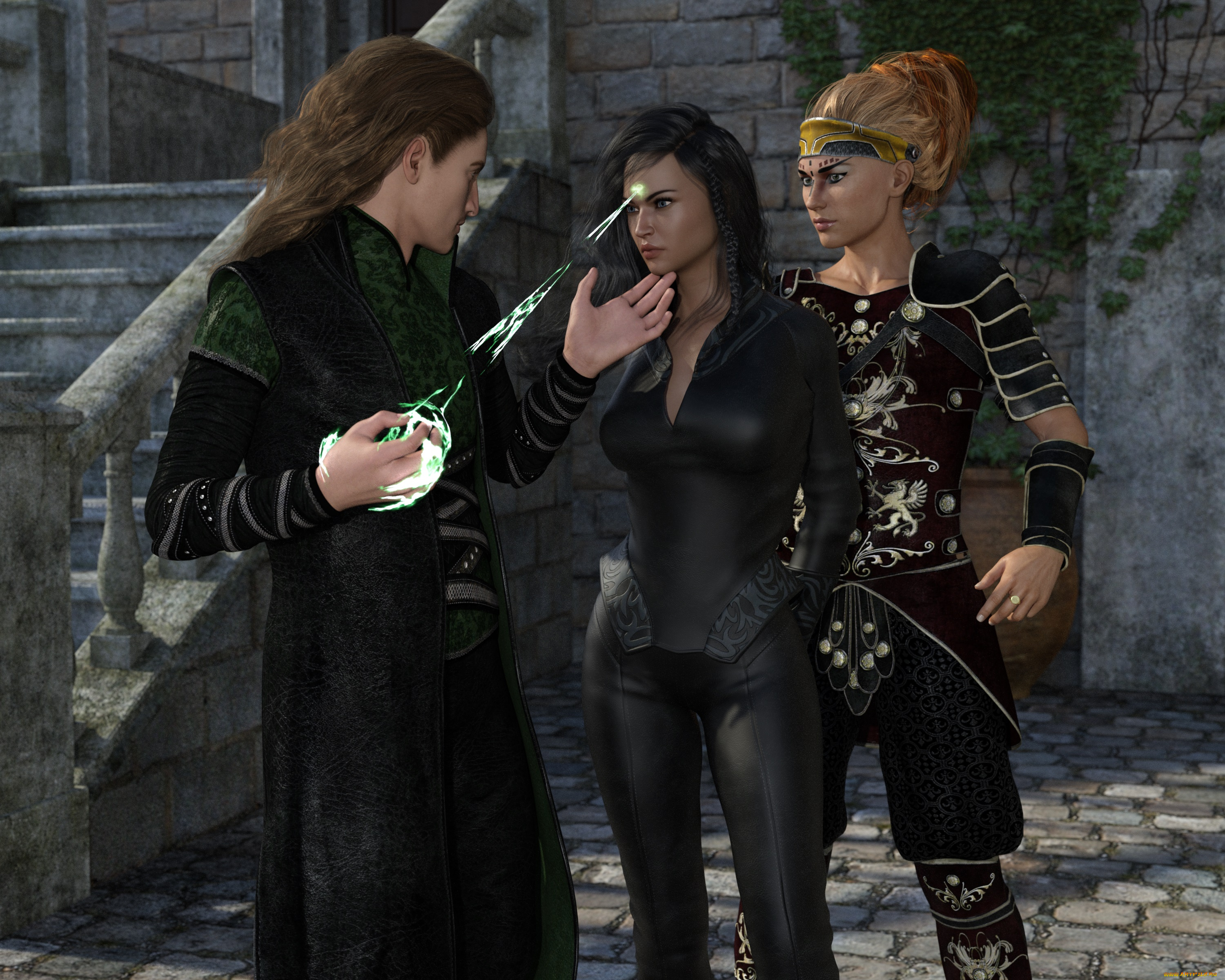 3д, графика, фантазия, , fantasy, девушка, взгляд, фон