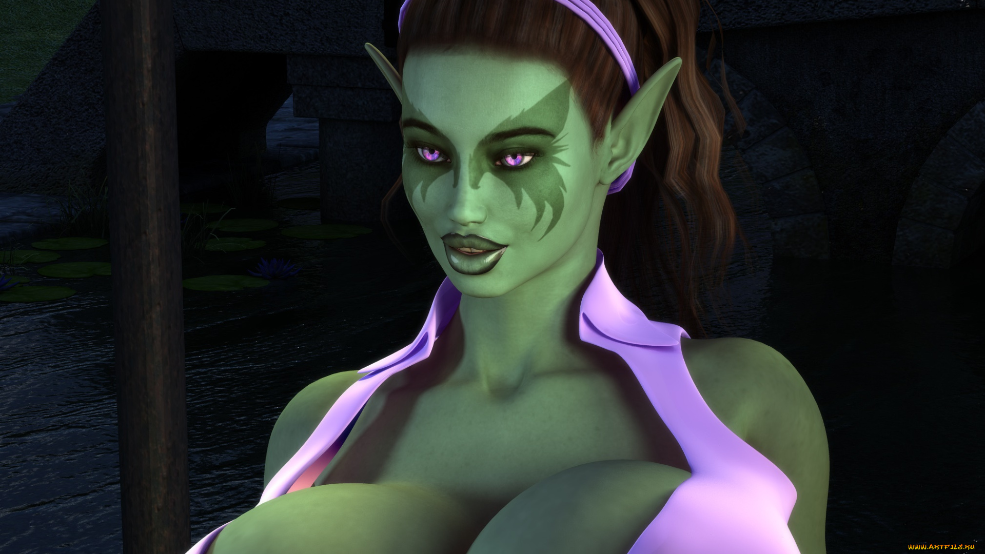 3д, графика, эльфы, , elves, фон, взгляд, эльфийка