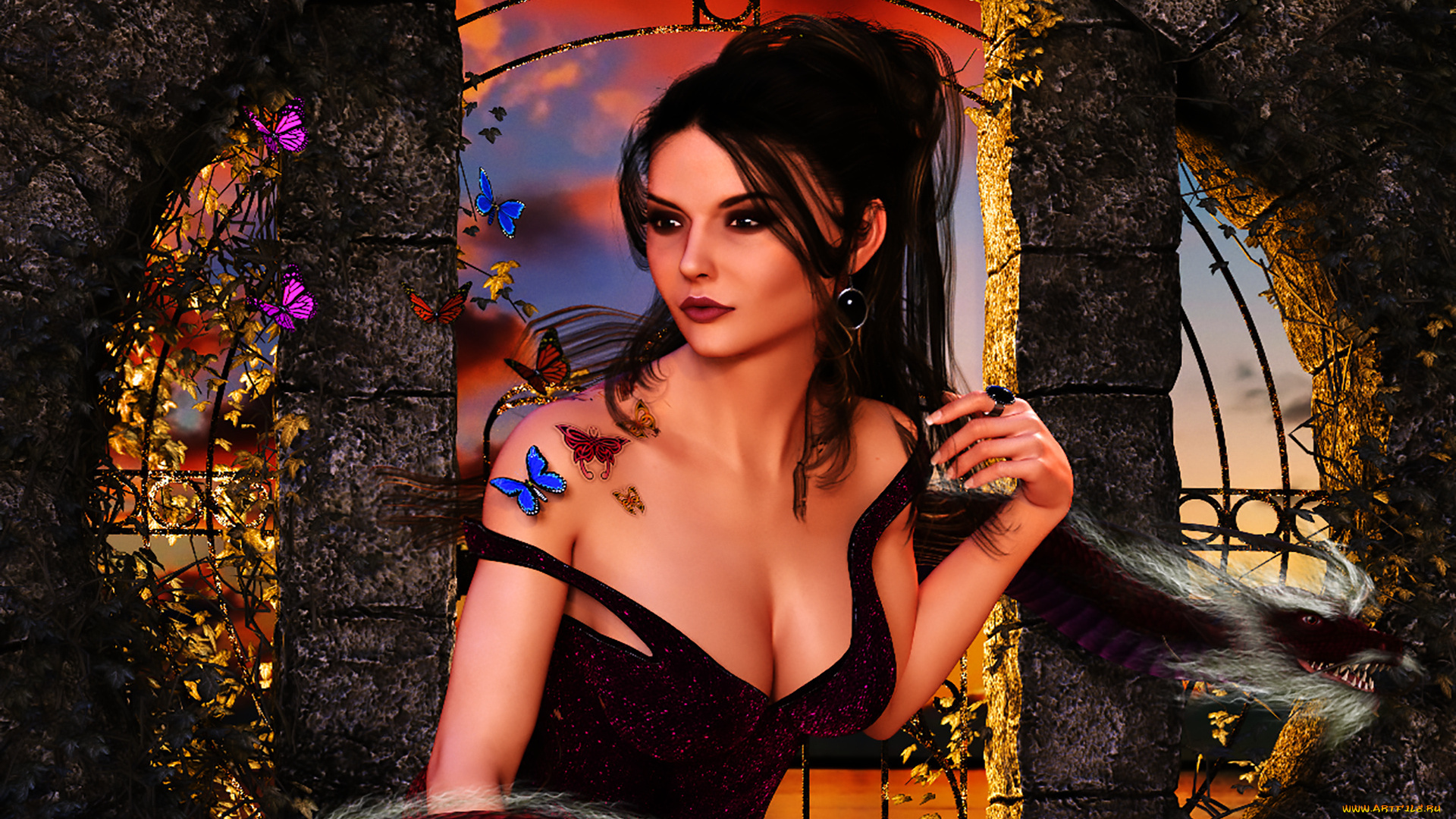 3д, графика, люди, , people, взгляд, девушка, фон