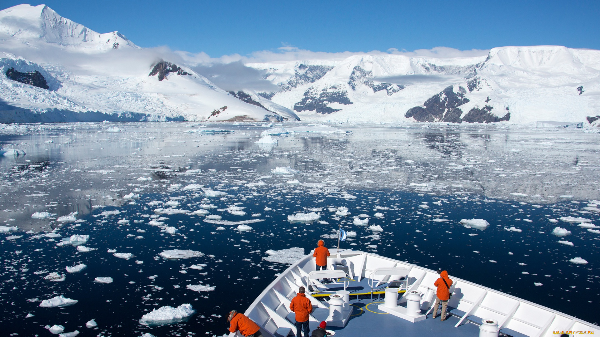 корабли, ледоколы, горы, корабль