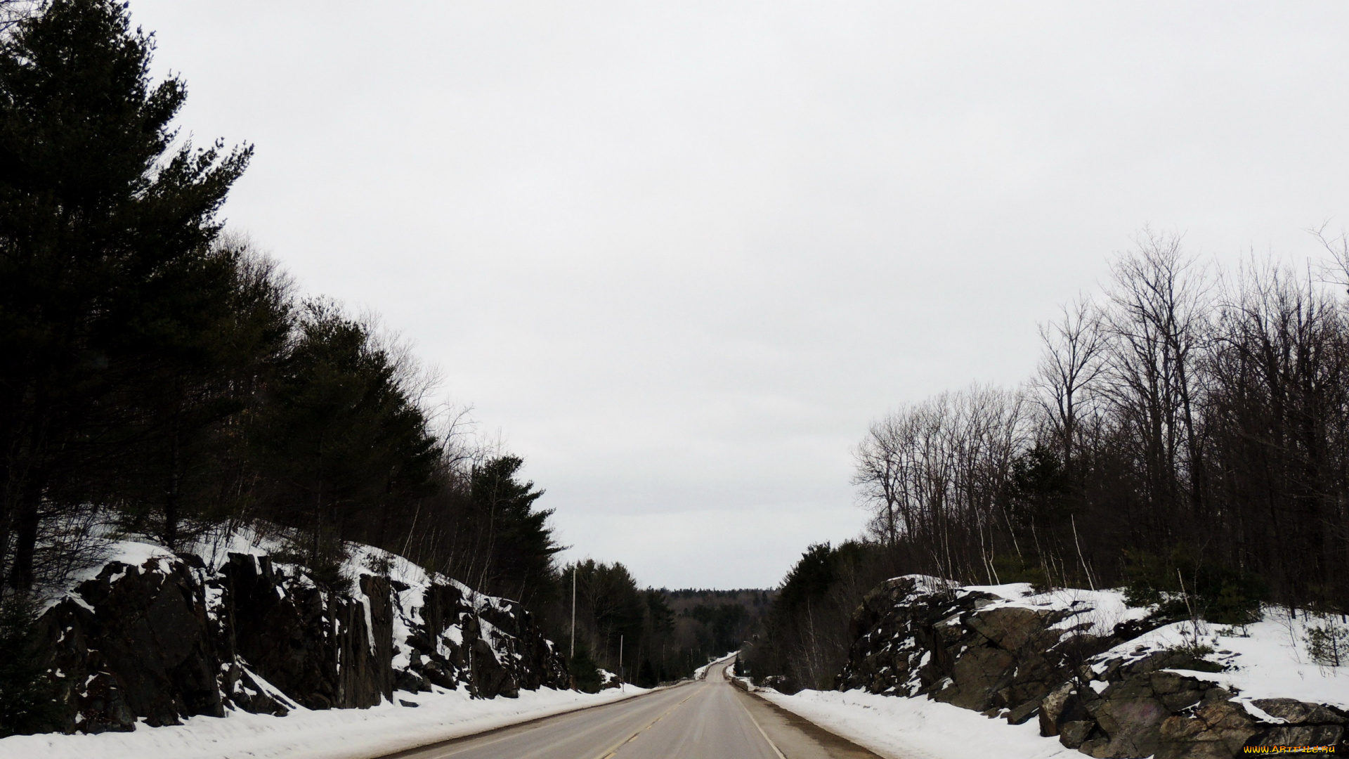 природа, дороги, снег, зима, шоссе