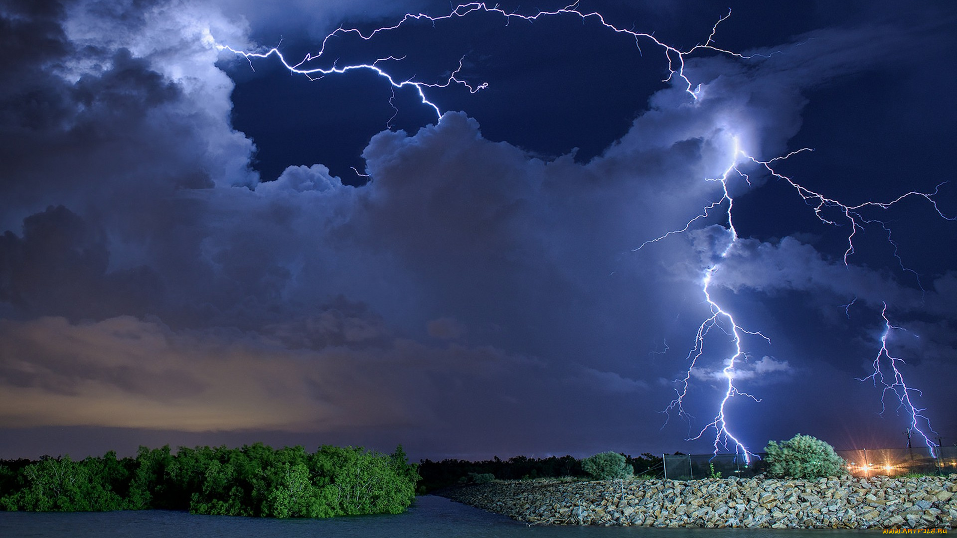 природа, молния, , гроза, простор