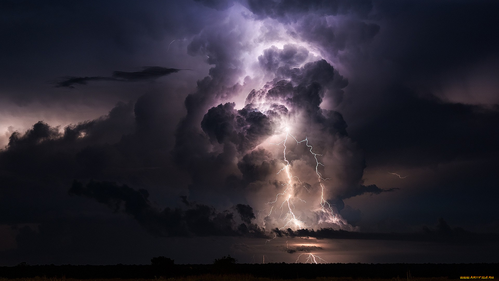 природа, молния, , гроза, простор