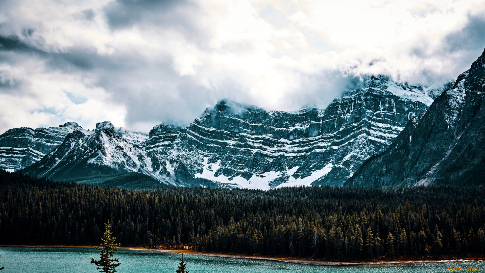 природа, реки, озера, горы, облака, озеро