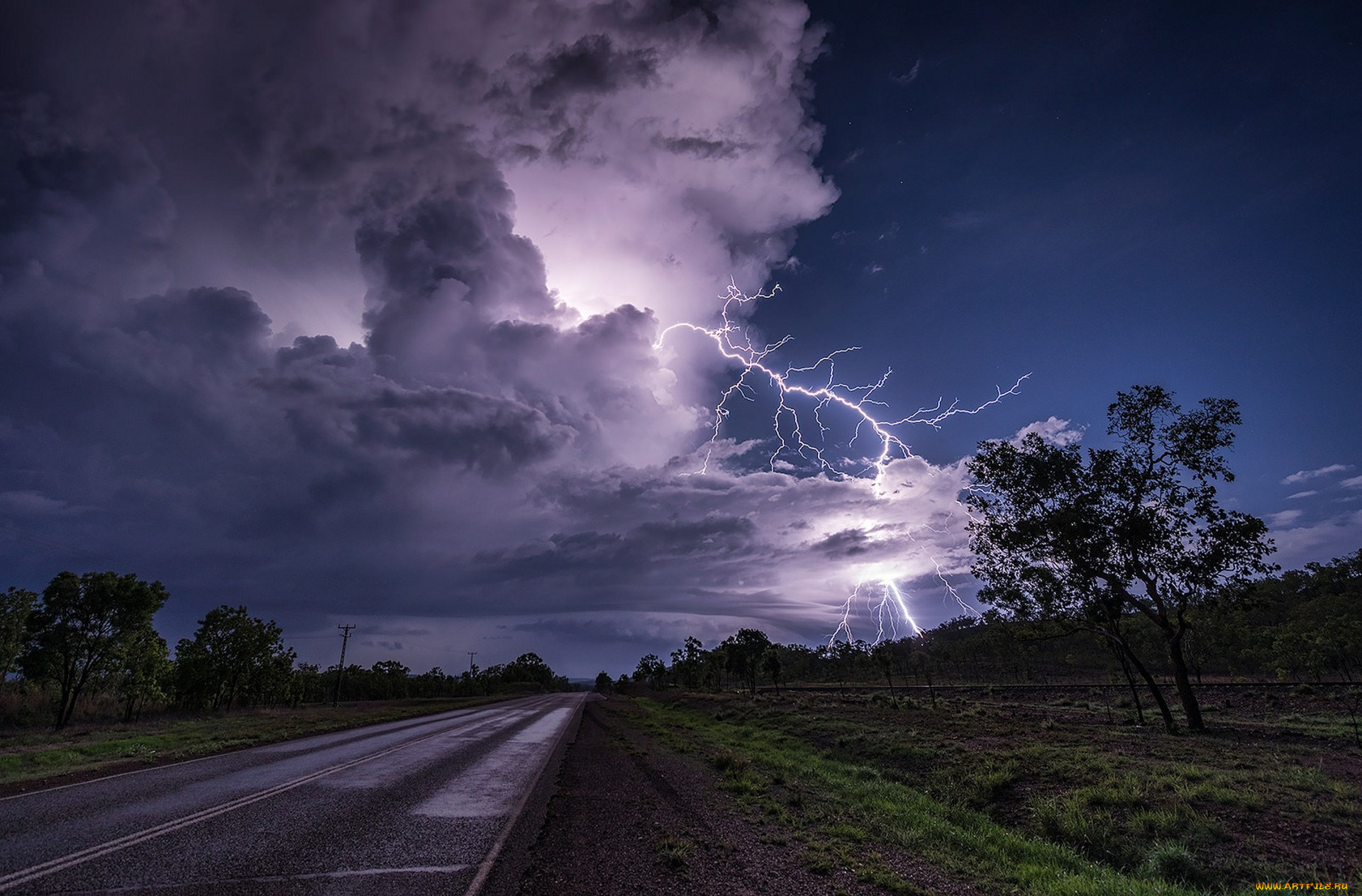 природа, молния, , гроза, простор