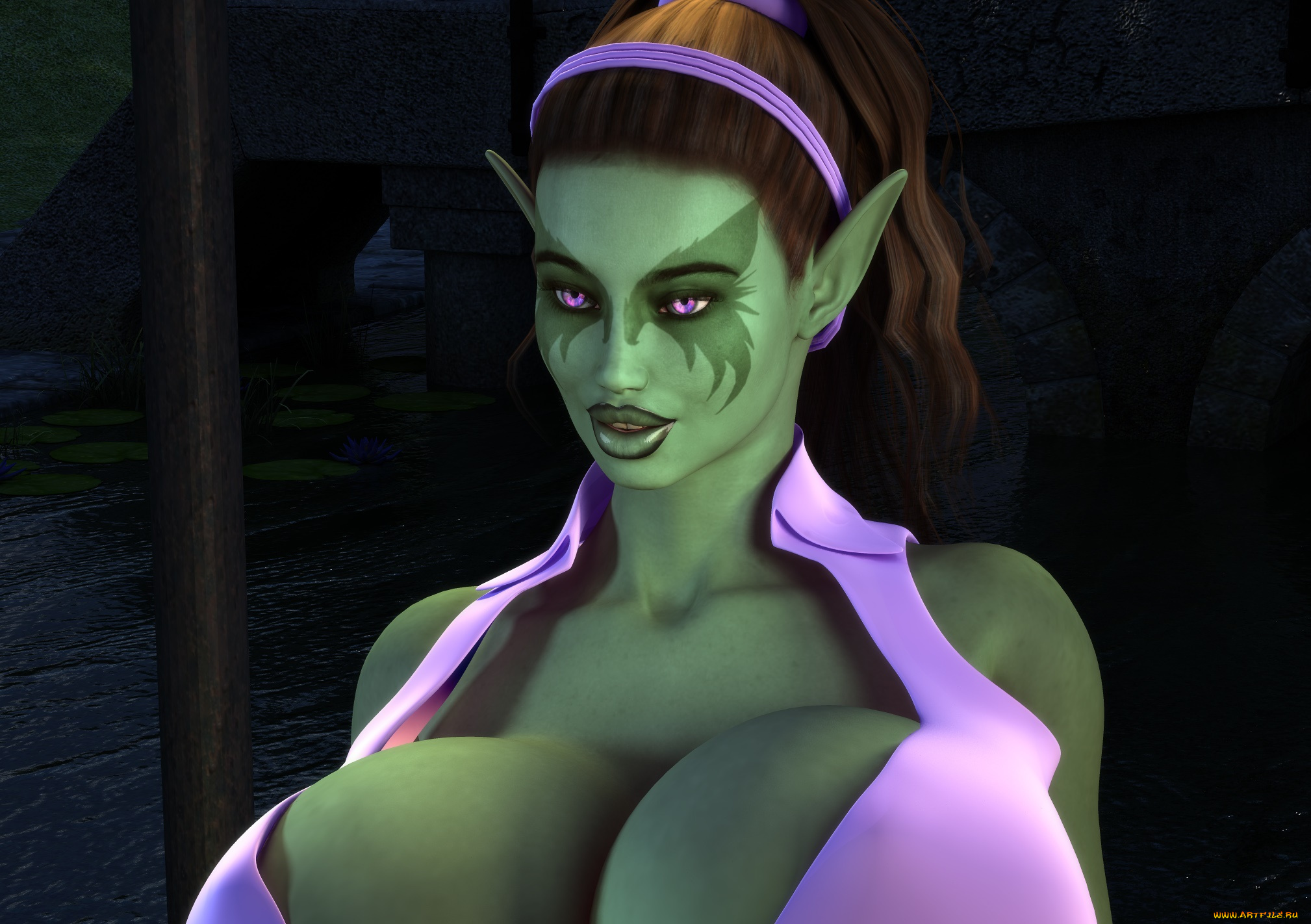 3д, графика, эльфы, , elves, фон, взгляд, эльфийка