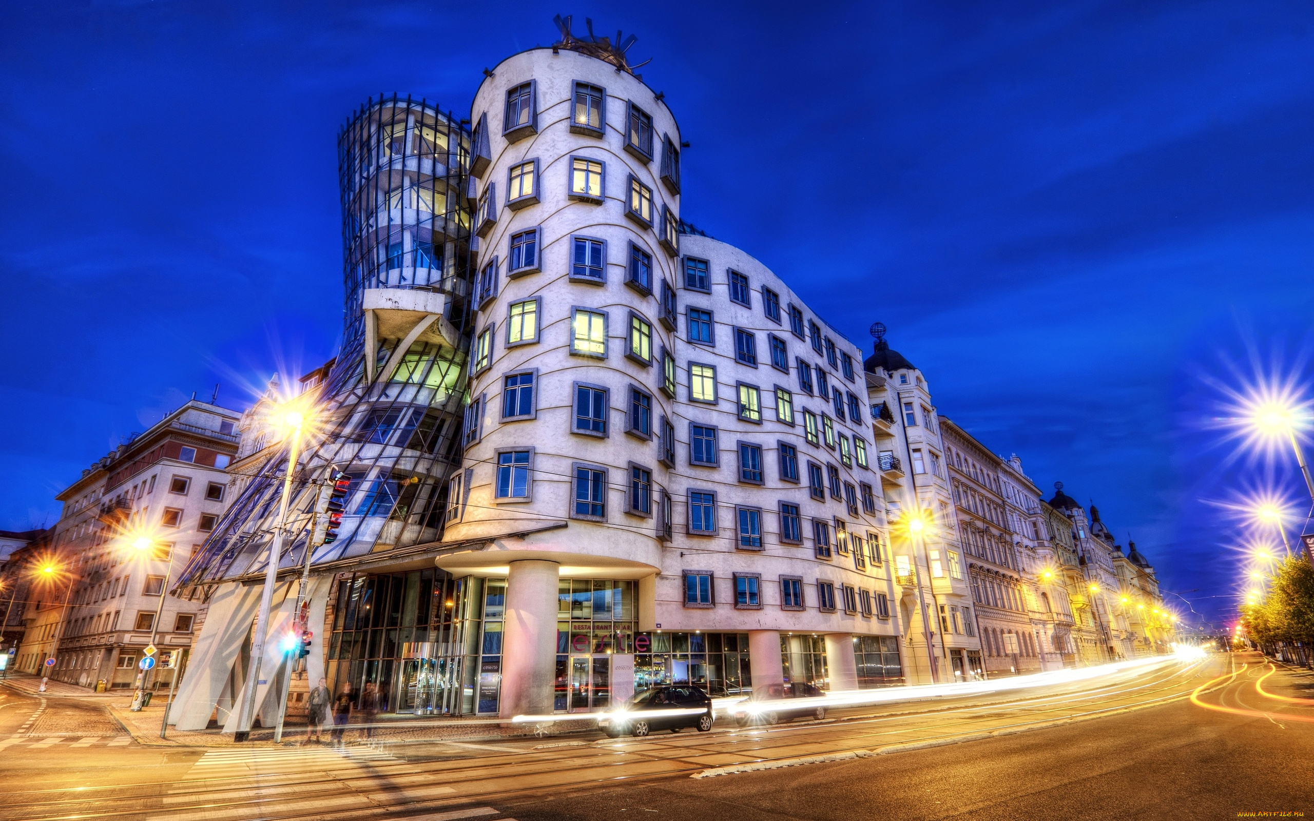 города, прага, , Чехия, танцующий, дом