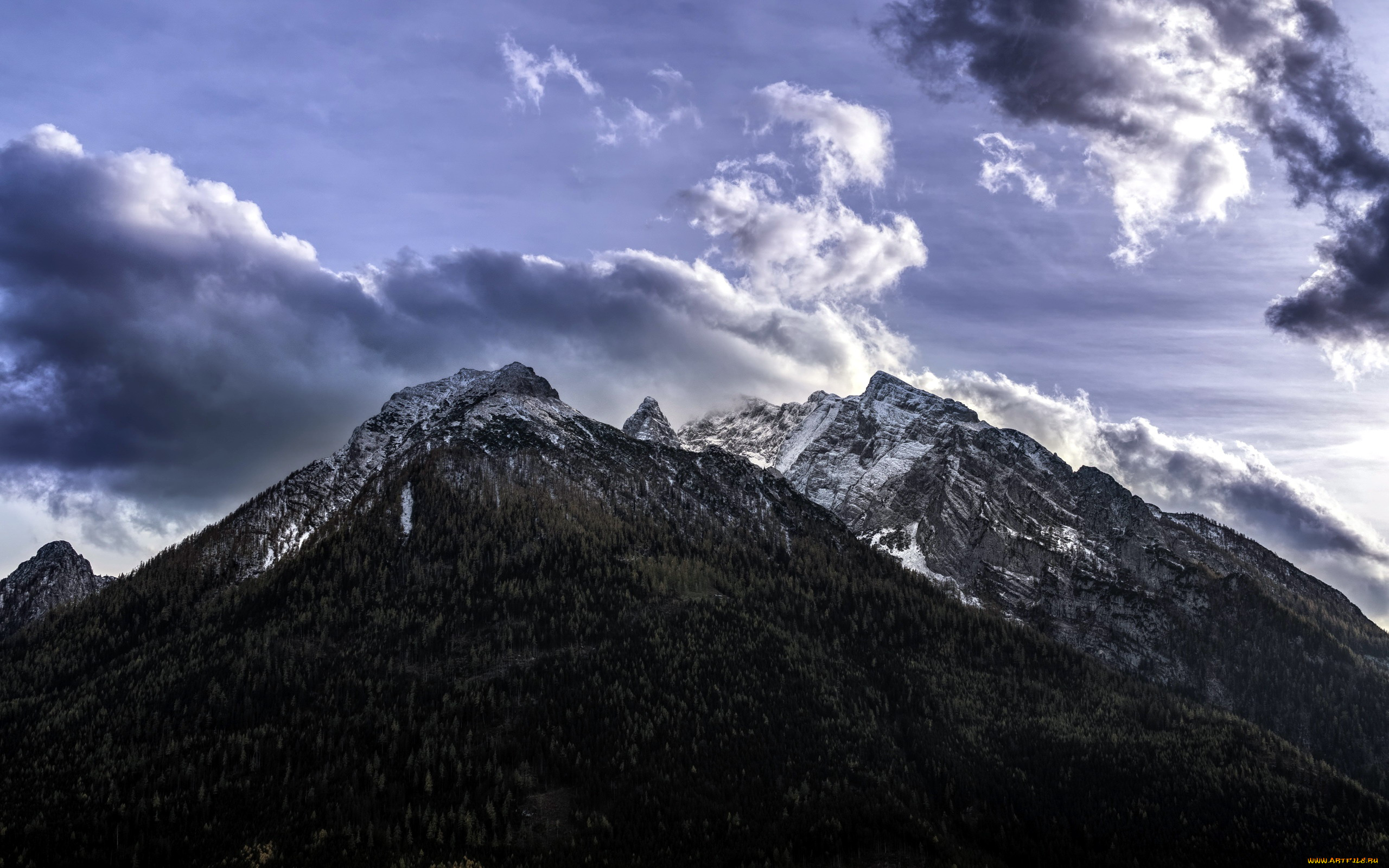 природа, горы, вершины, облака
