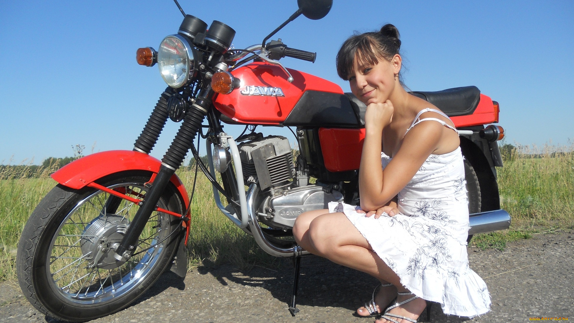 jawa, 350, мотоциклы, мото, с, девушкой, девушка, поза, ява, мотоцикл, jawa, 350