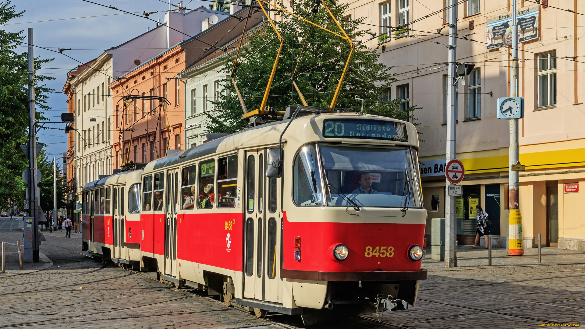 трамвай, техника, трамваи, улица, чехия, прага, город