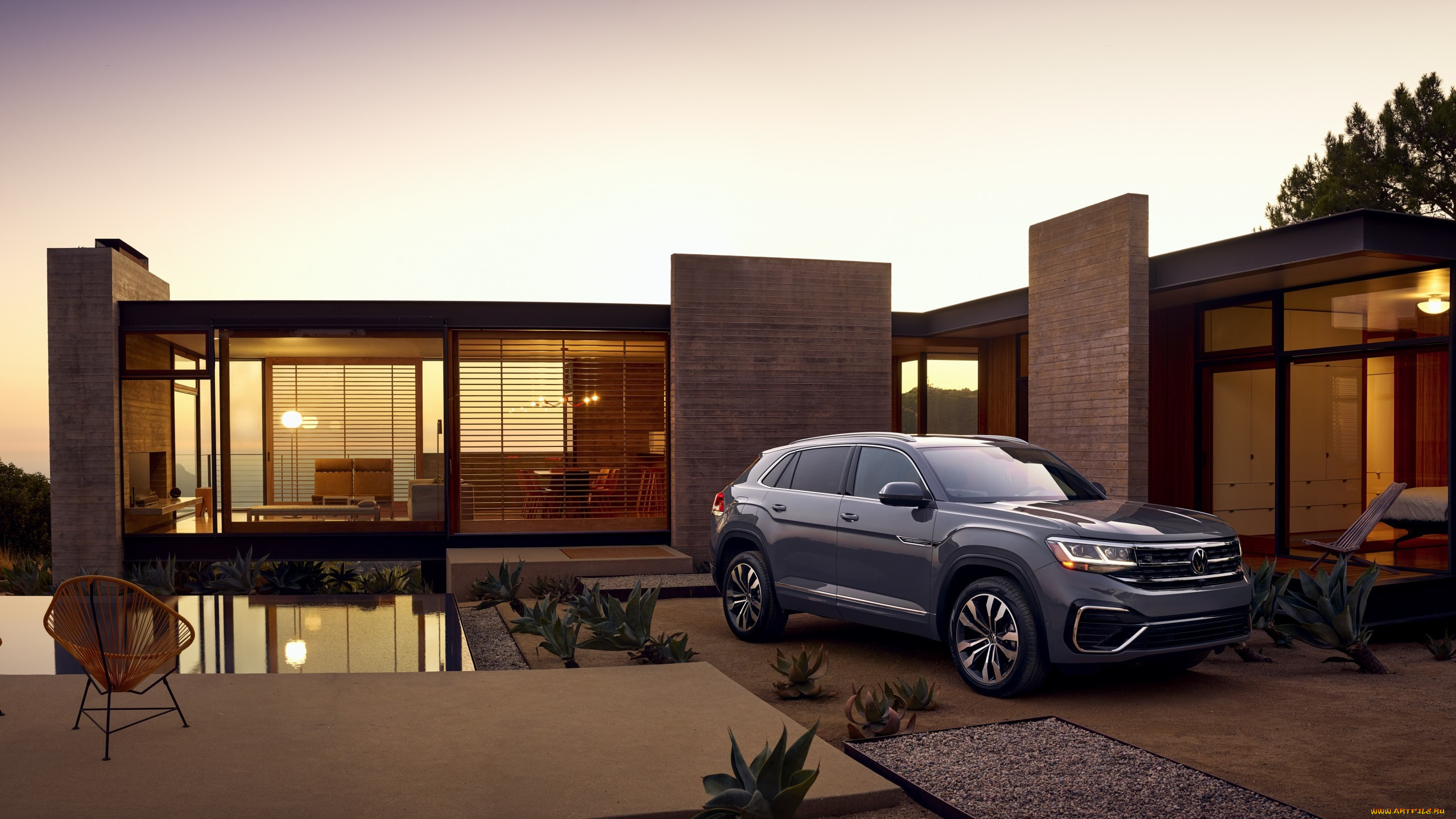 2020, volkswagen, atlas, cross, sport, r-line, автомобили, volkswagen, r-line, двор, 2020, atlas, cross, sport, здания, фольцваген