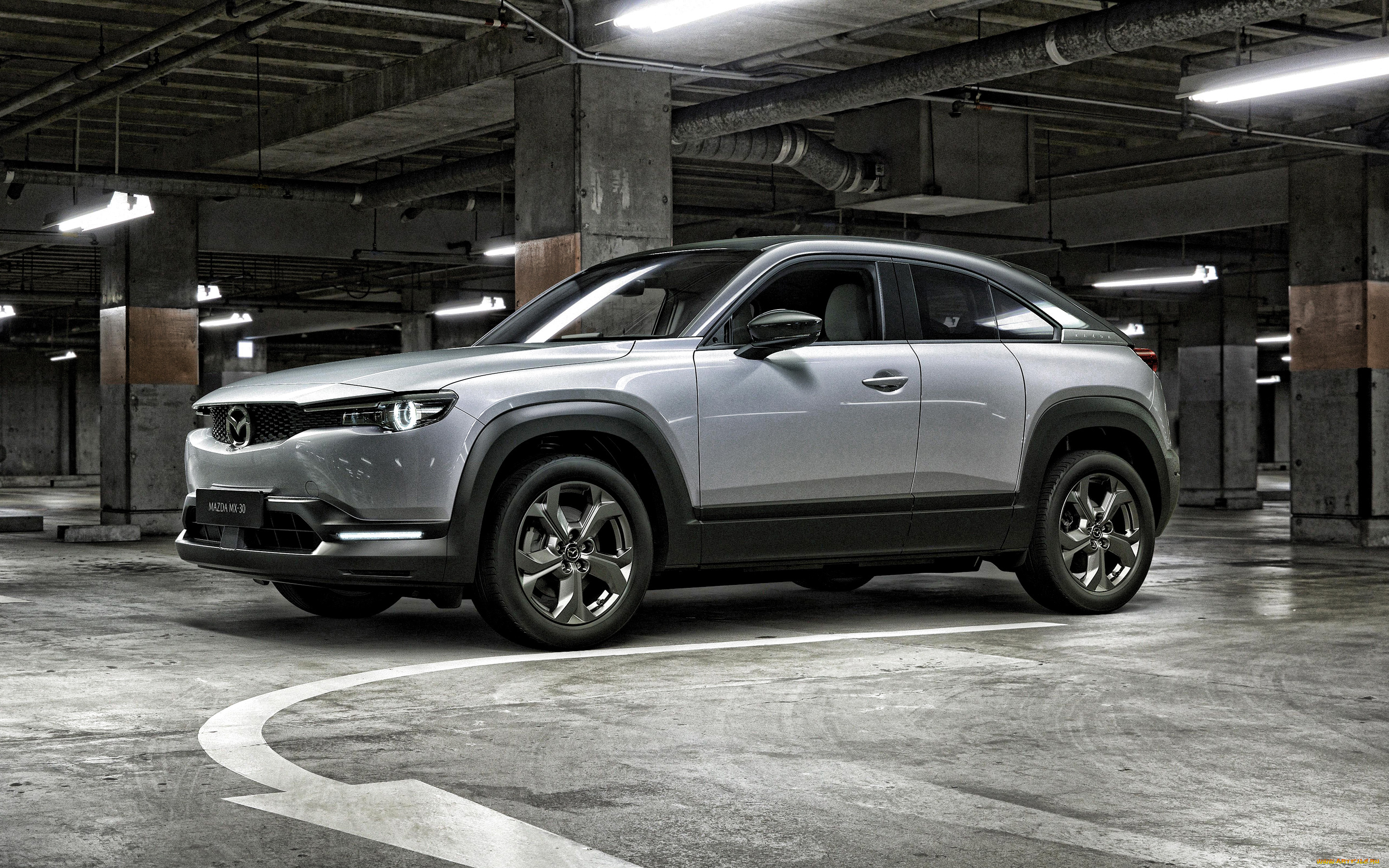 2020, , mazda, mx-30, автомобили, mazda, экстерьер, 2020, mx-30, вид, сбоку, компактный, кроссовер, новинки, авто, серебристый, японские