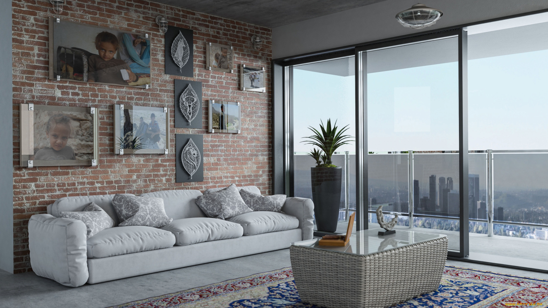 интерьер, гостиная, мягкий, уголок, фотографии