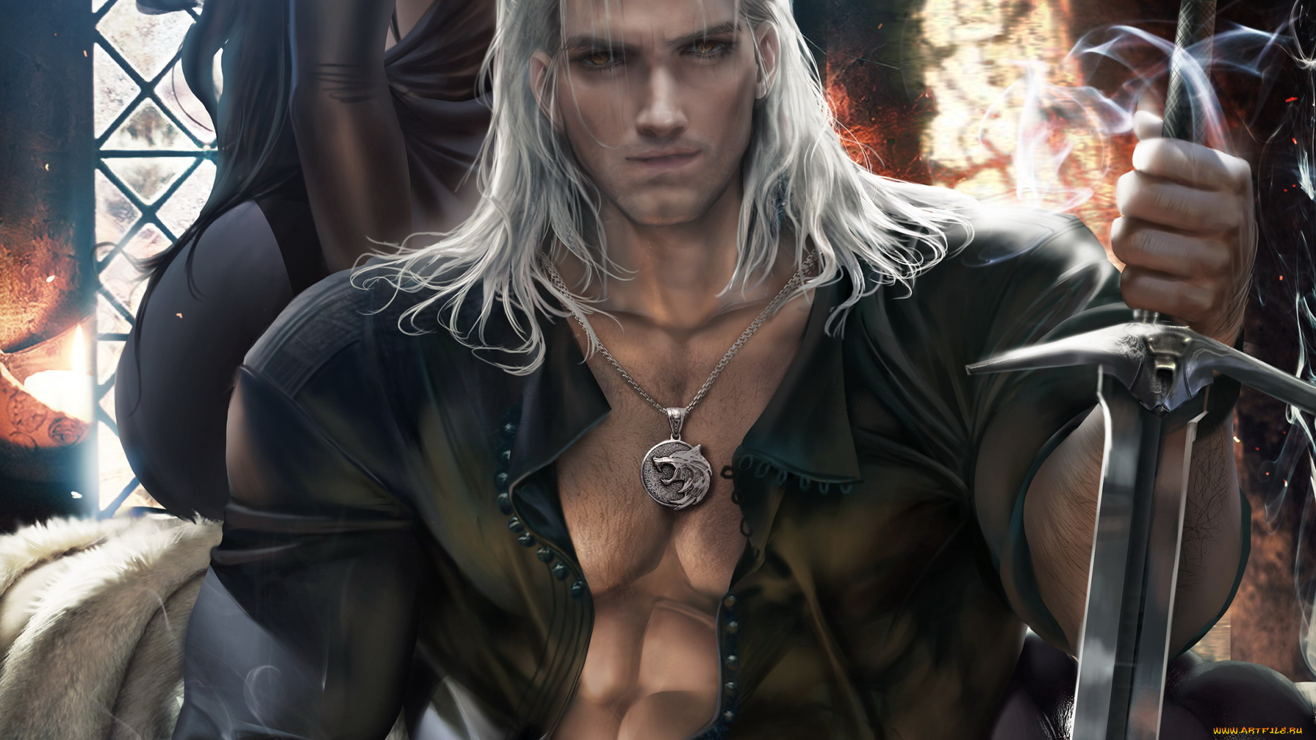 рисованное, кино, , мультфильмы, ведьмак, геральт, меч