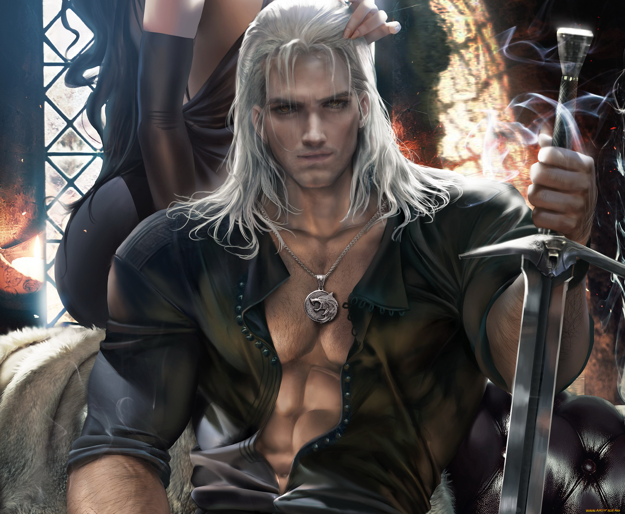 рисованное, кино, , мультфильмы, ведьмак, геральт, меч