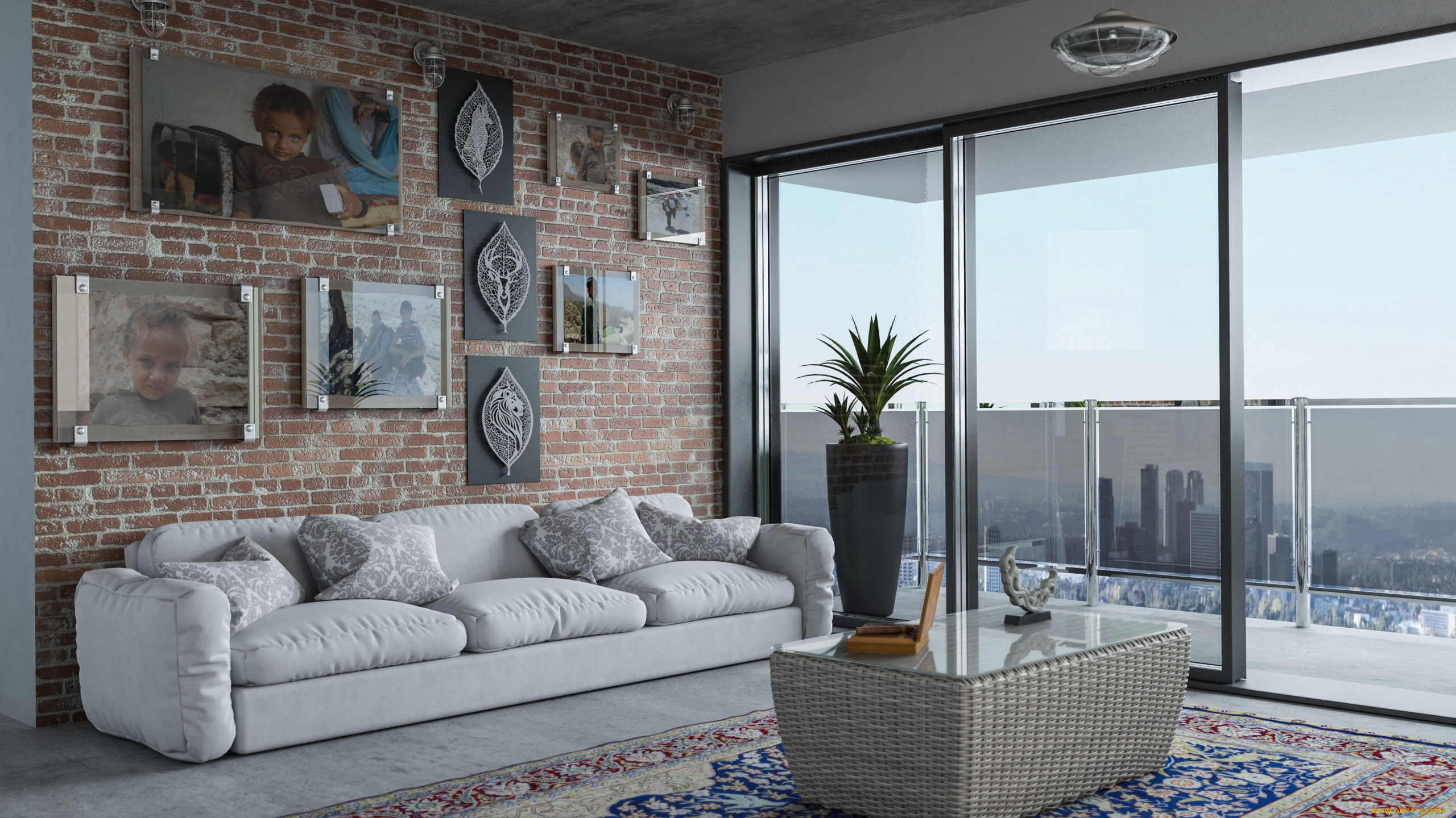 интерьер, гостиная, мягкий, уголок, фотографии