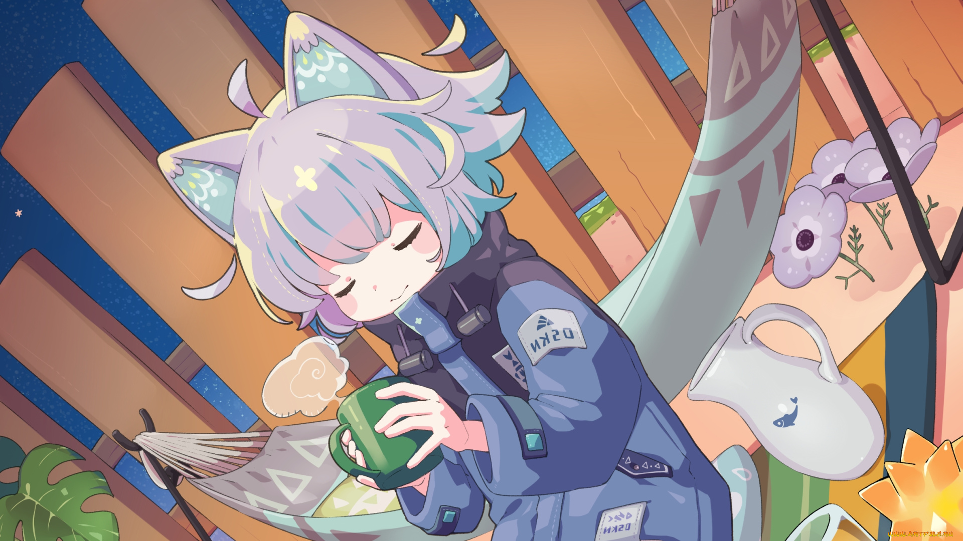 аниме, животные, , существа, девушка