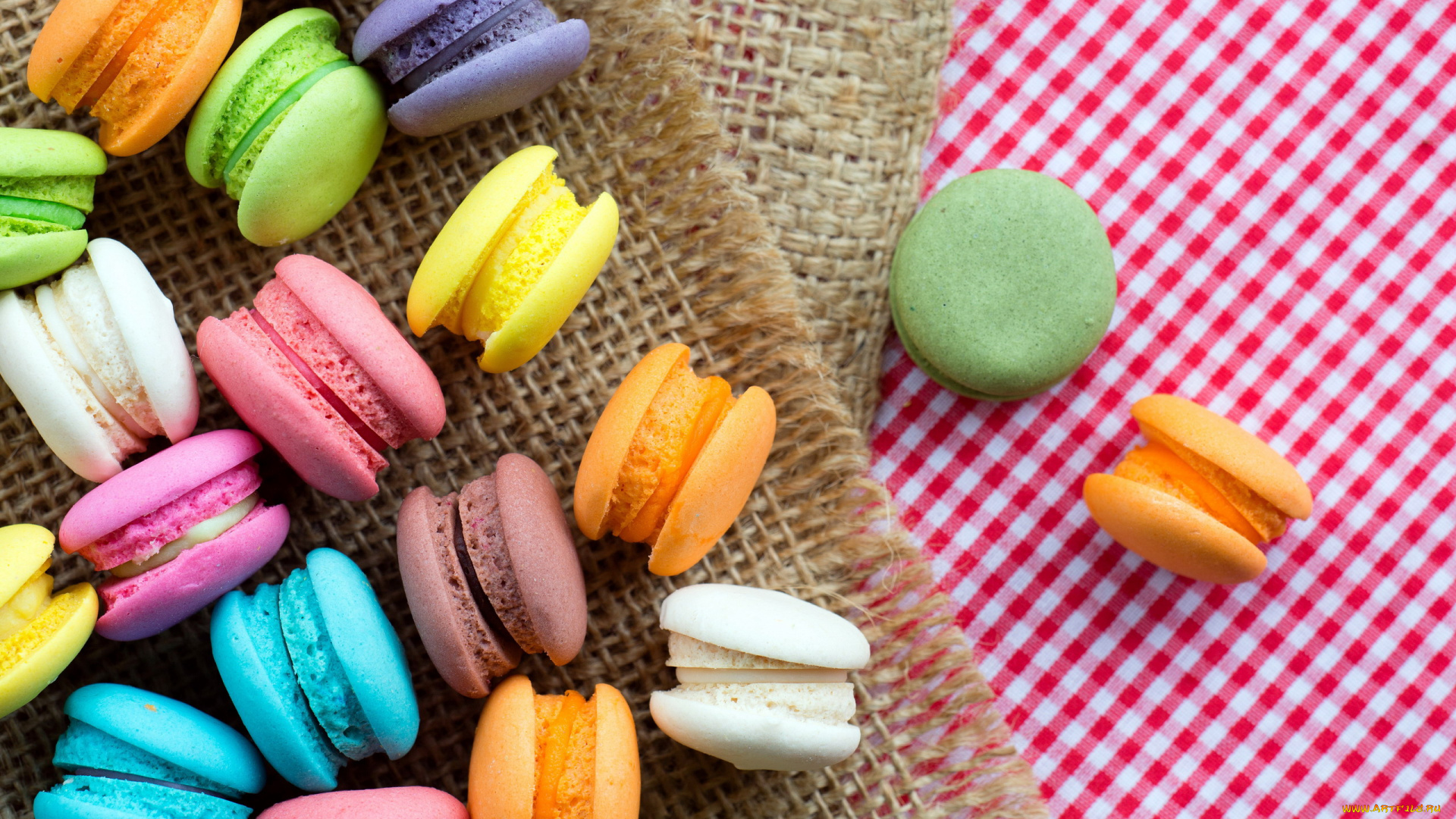 еда, макаруны, печенье, лакомство, ассорти